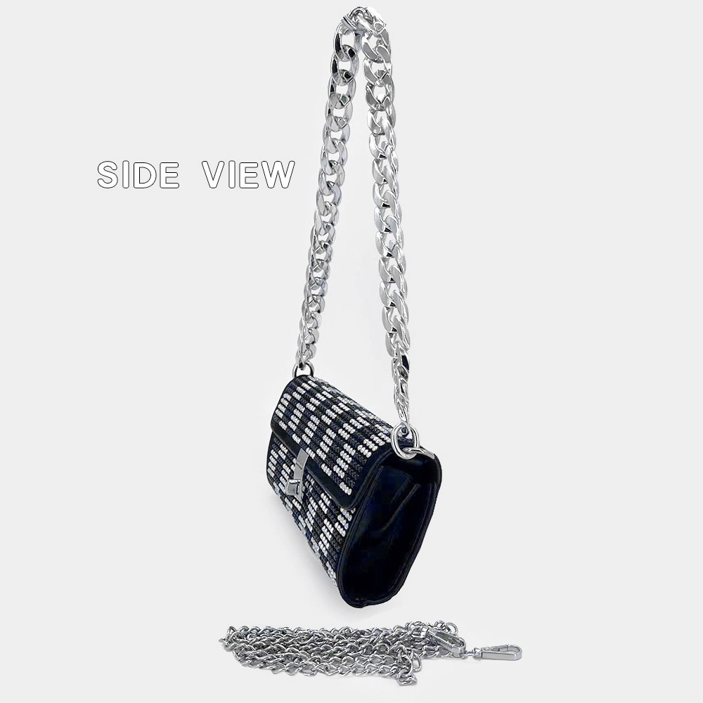 FASHNZFAB Stone Embellished Evening Shoulder/Crossbody Bag