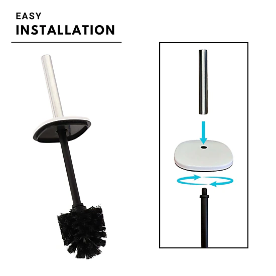 Evideco French Home Goods Square Metal Toilet Brush and Holder Set