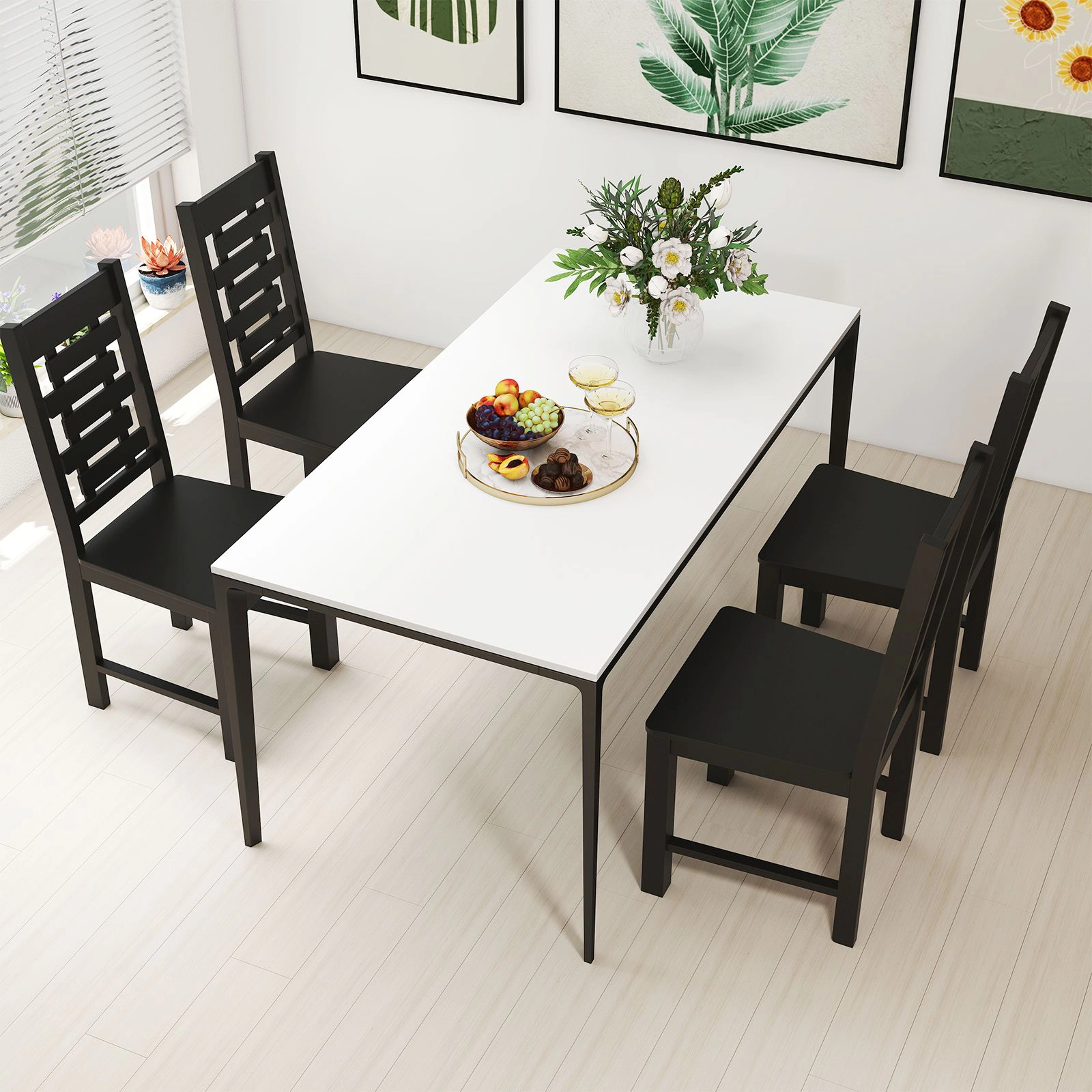 SlickBlue Unisex Set of 2 Rubber Wood Kitchen Chairs with High Back