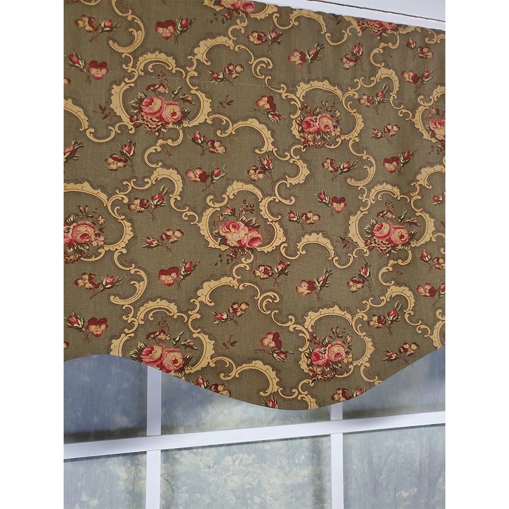 RLF Home Fani Provance 3" Rod Pocket Lining Luxurious and Elegant Window Treatment Valance 50" x 15" Hunter