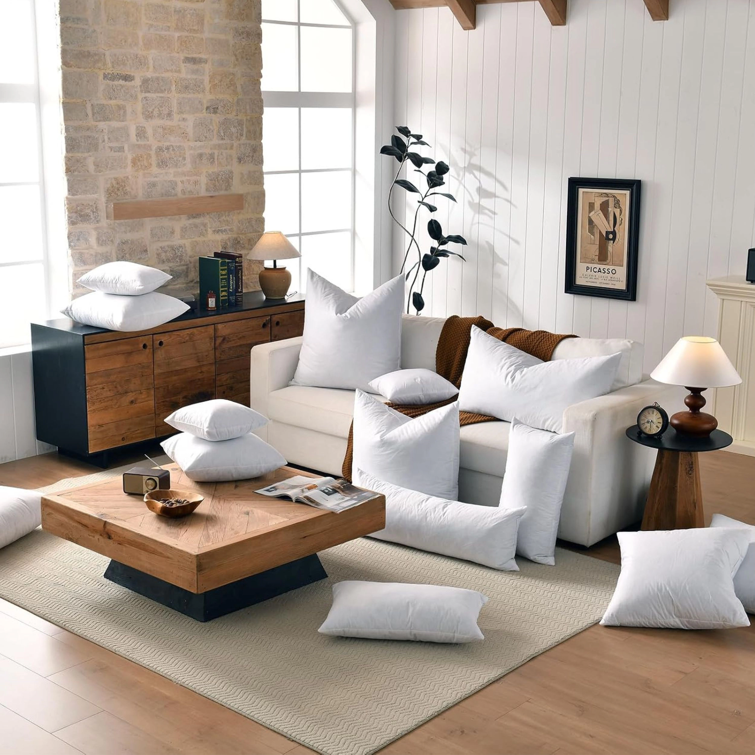 Stock Preferred Down Feather Decorative Throw Pillow Inserts Set of 2 White