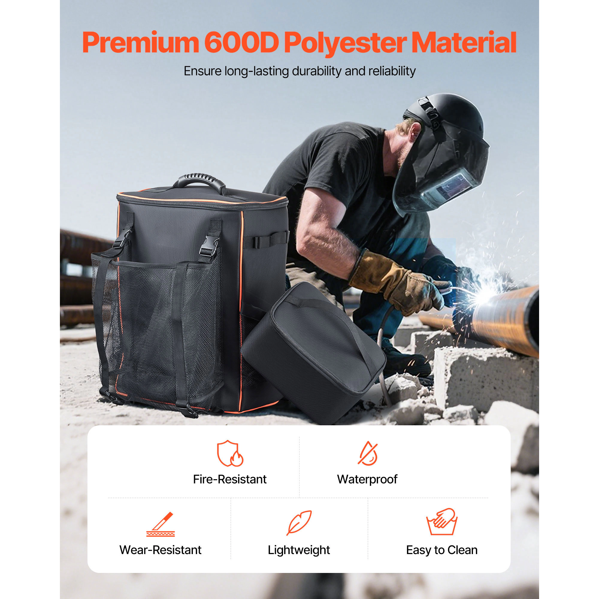 HONGGE Welding Backpack, Welder Backpack, Polyester Extreme Gear Pack for Tools and Helmet