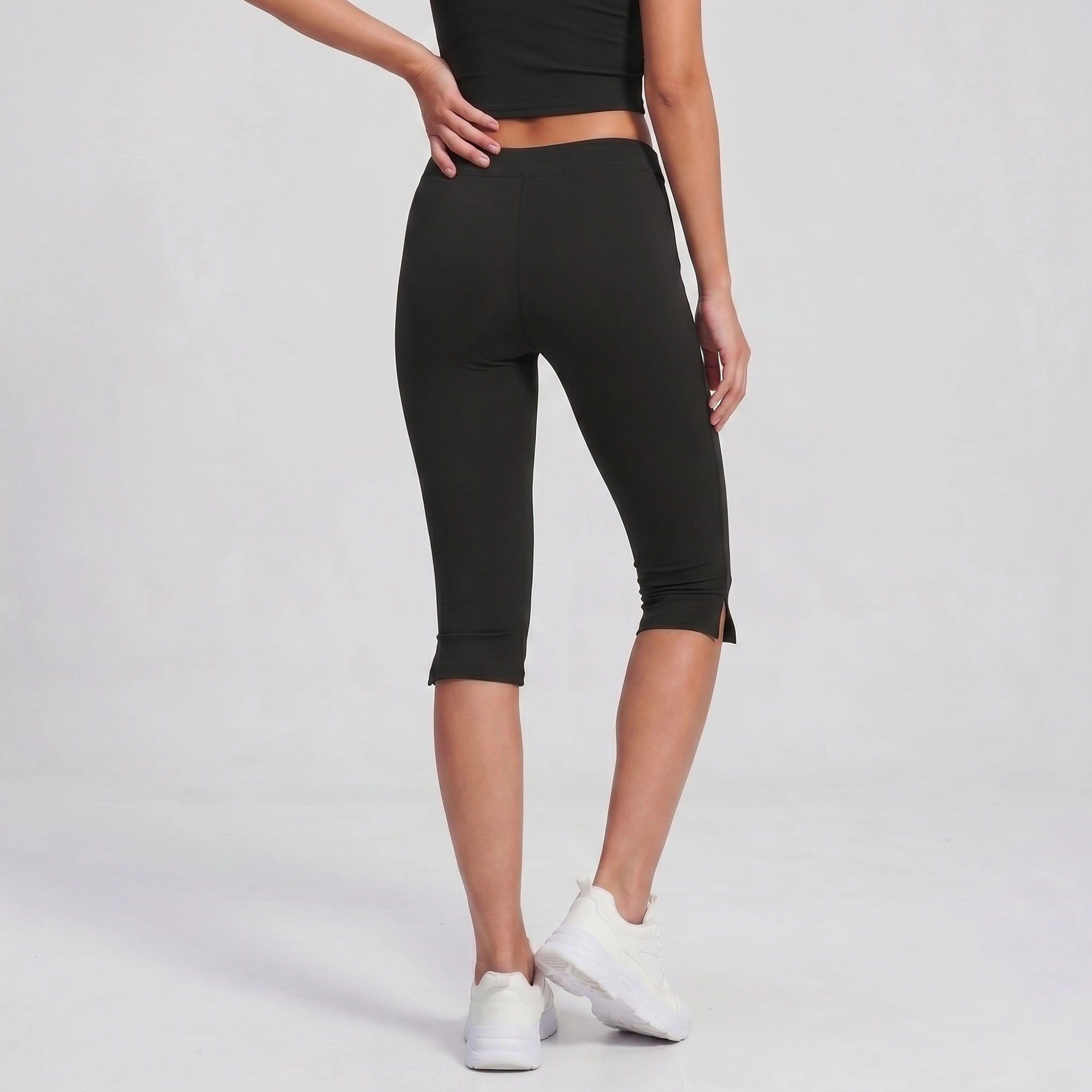 Anna-Kaci Women's High-Waist Capri Leggings Side Slit Cropped Workout Yoga Pants