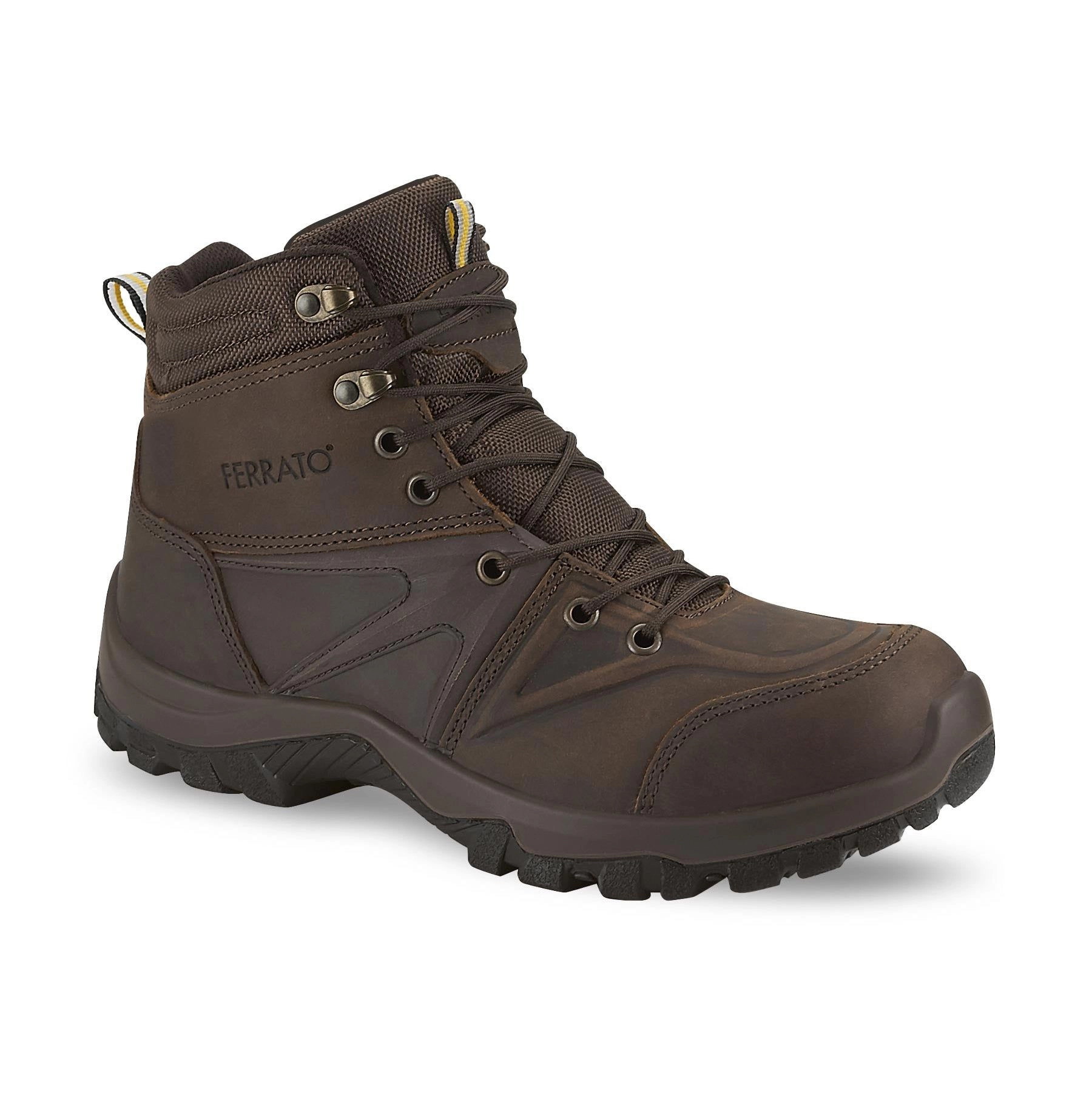 Ferrato Outdoor Mens Leather Boots -, Rubber Sole, Lace-Up