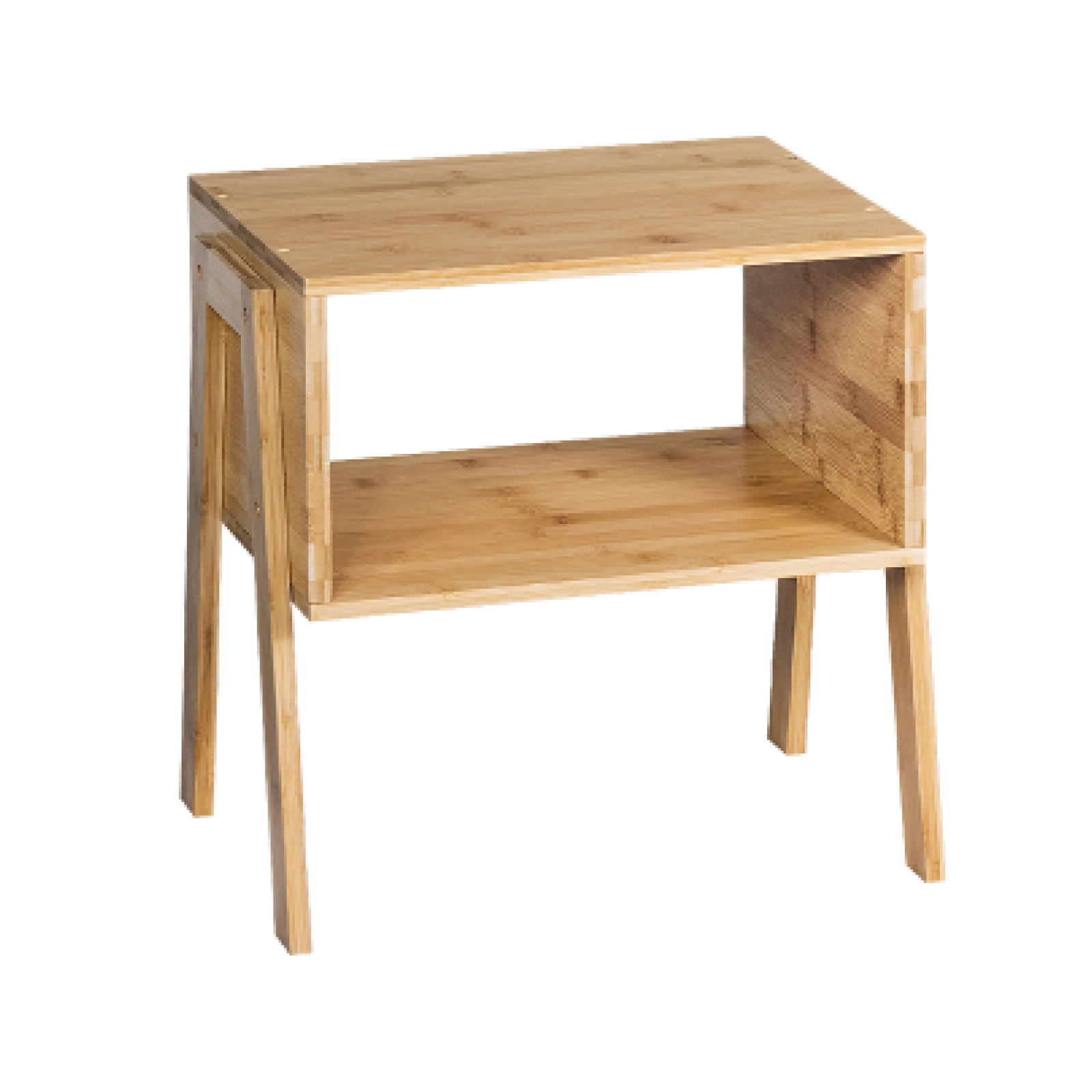 SUGIFT Set of 2 Stackable Bamboo Nightstands, 66 lb Capacity, Open Shelf, Natural Finish