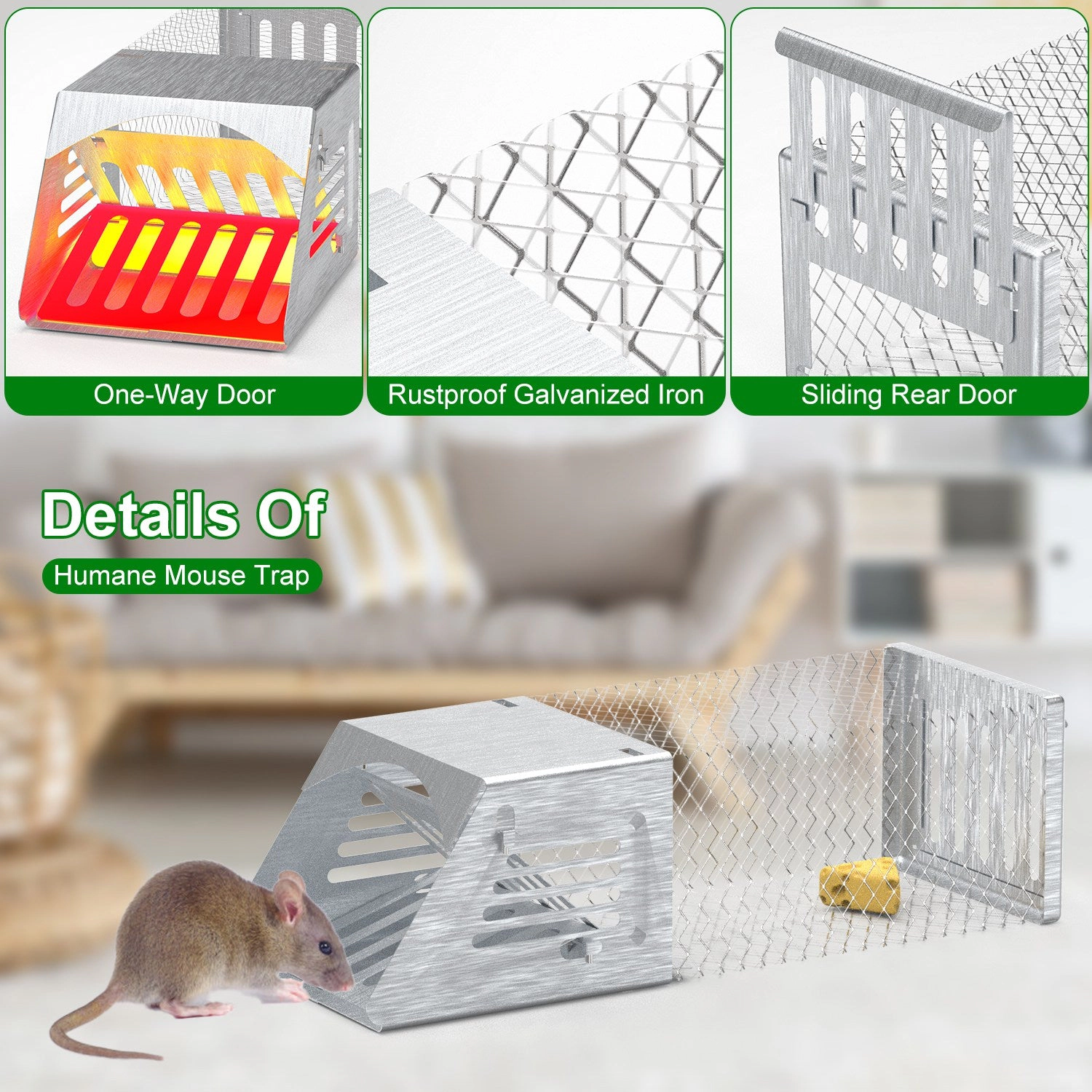 GBruno 2-Piece Galvanized Mouse Trap Cage