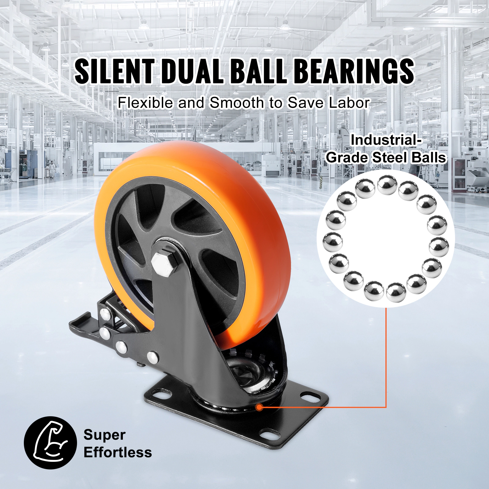 HONGGE Caster Wheels Swivel Plate Casters with Wheels Per Caster Wheels