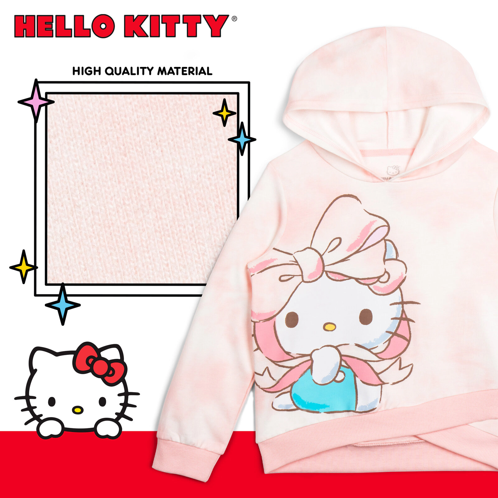 Hello Kitty Girls' Tie-Dye Hooded Sweatshirt