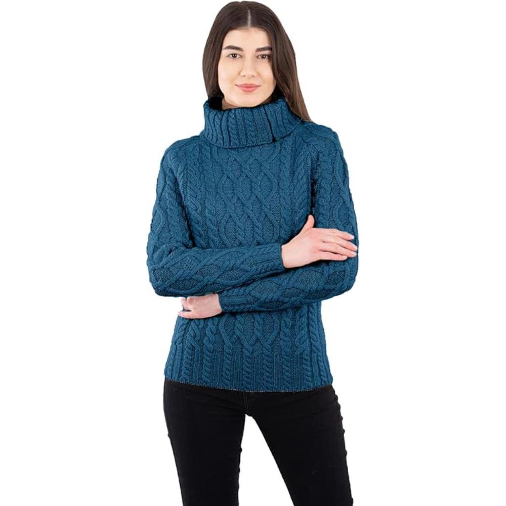 Urban Retreat Womens Half Zipper Neck Wool Aran Sweater