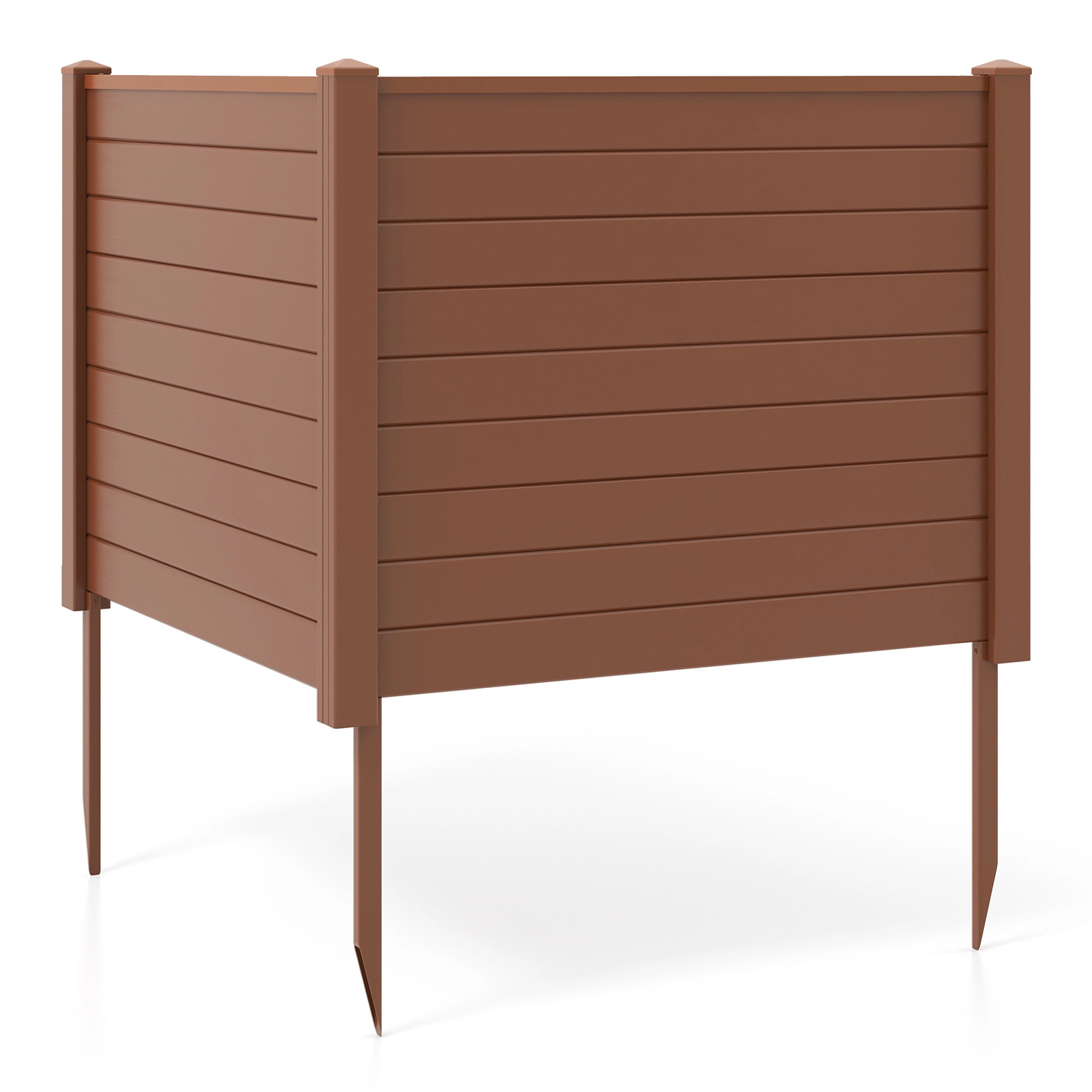 SUGIFT Brown PVC Outdoor Air Conditioner Fence with 3 20-in Ground Stakes and Expandable Panels