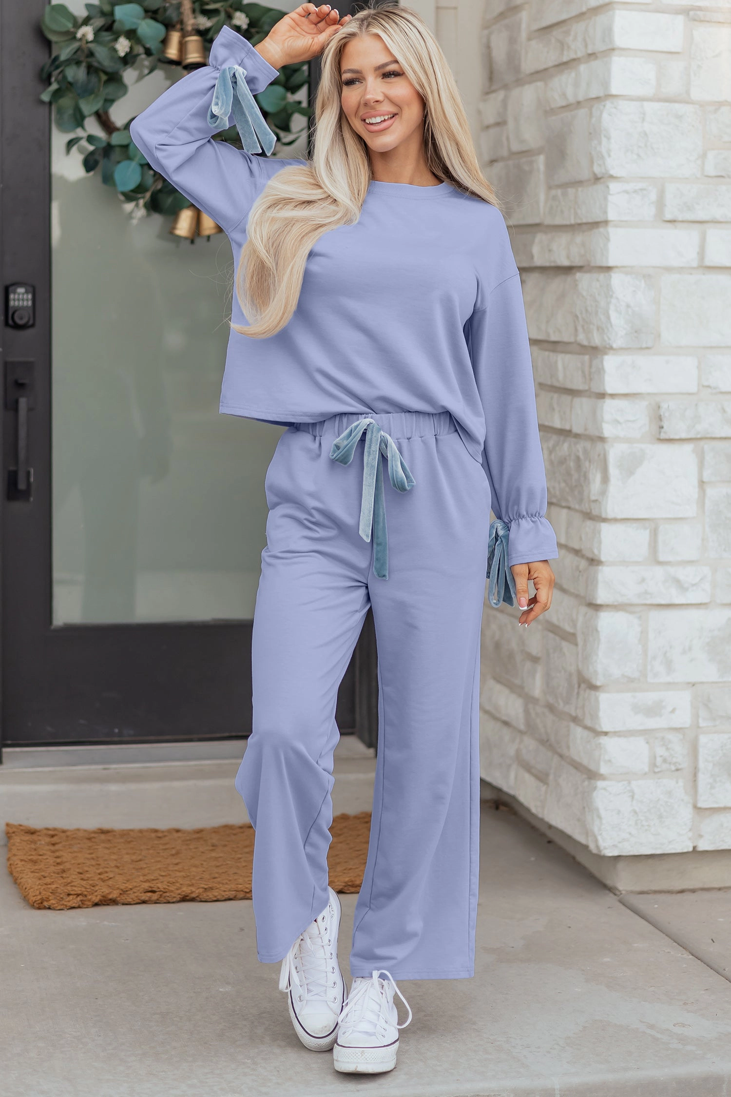 Threaded Pear Women's Rory Beau Flounce Long Sleeve Lounge Set