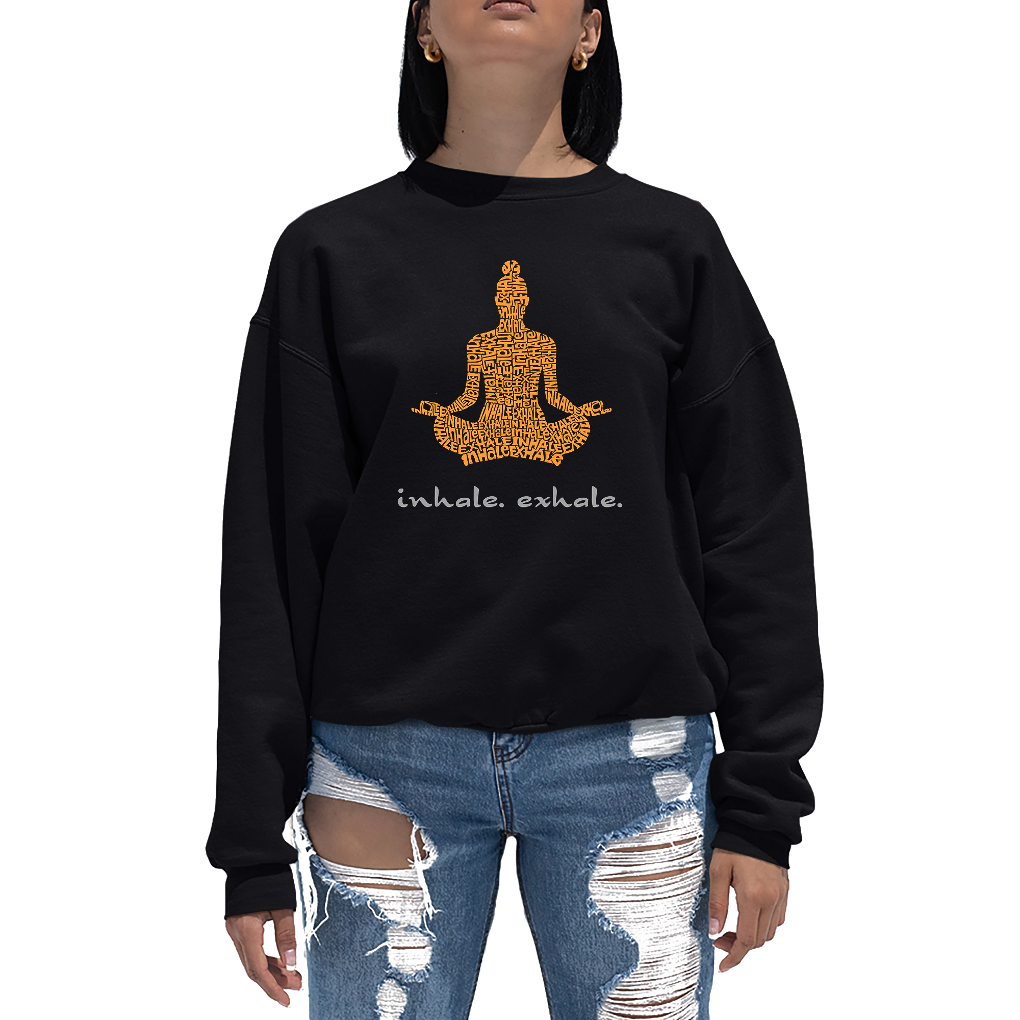 LA Pop Art Inhale Exhale - Women's Word Crewneck Sweatshirt