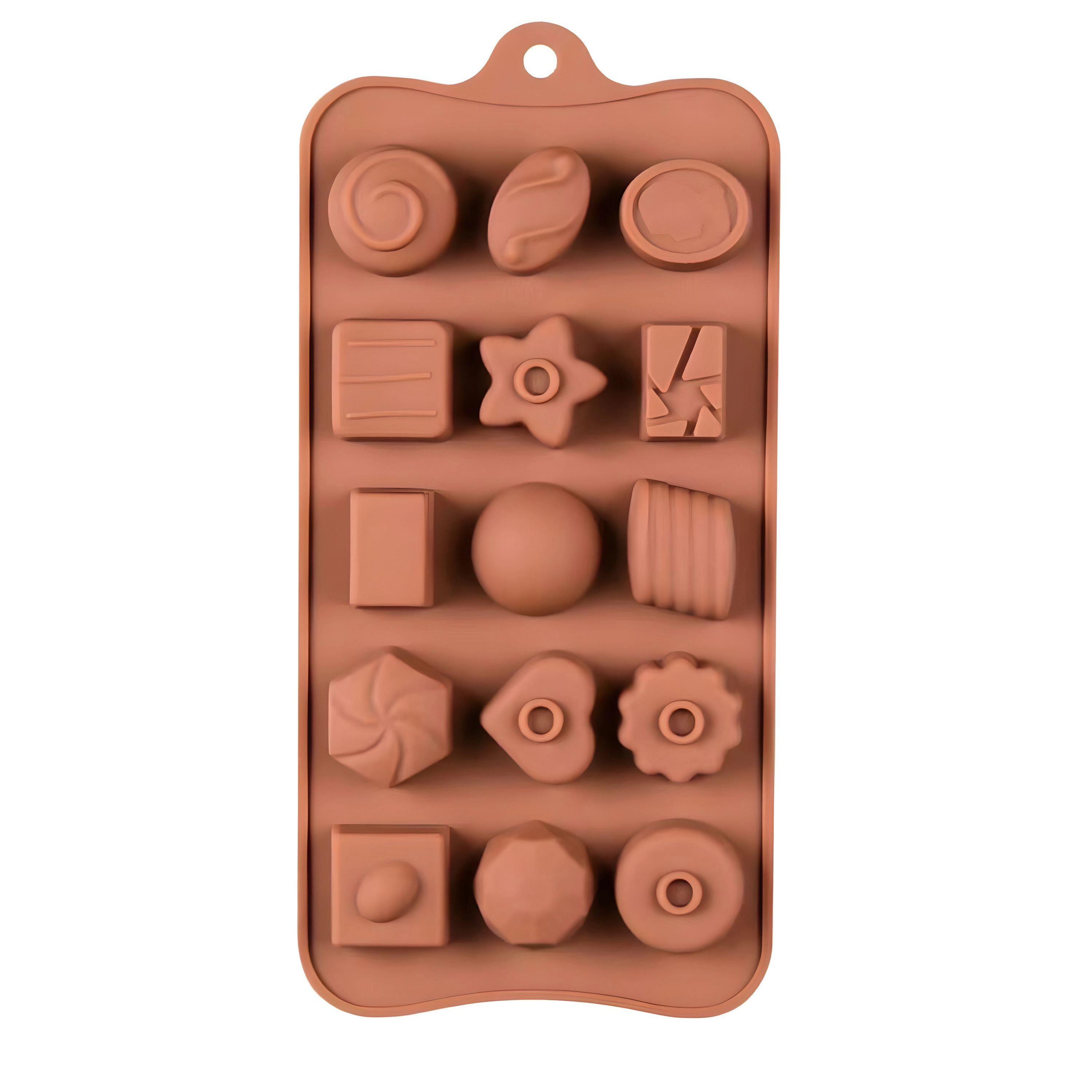 Kitcheniva 4.1 x 8.5 Inch Silicone Assorted Chocolate Mold with 15 Unique Shapes