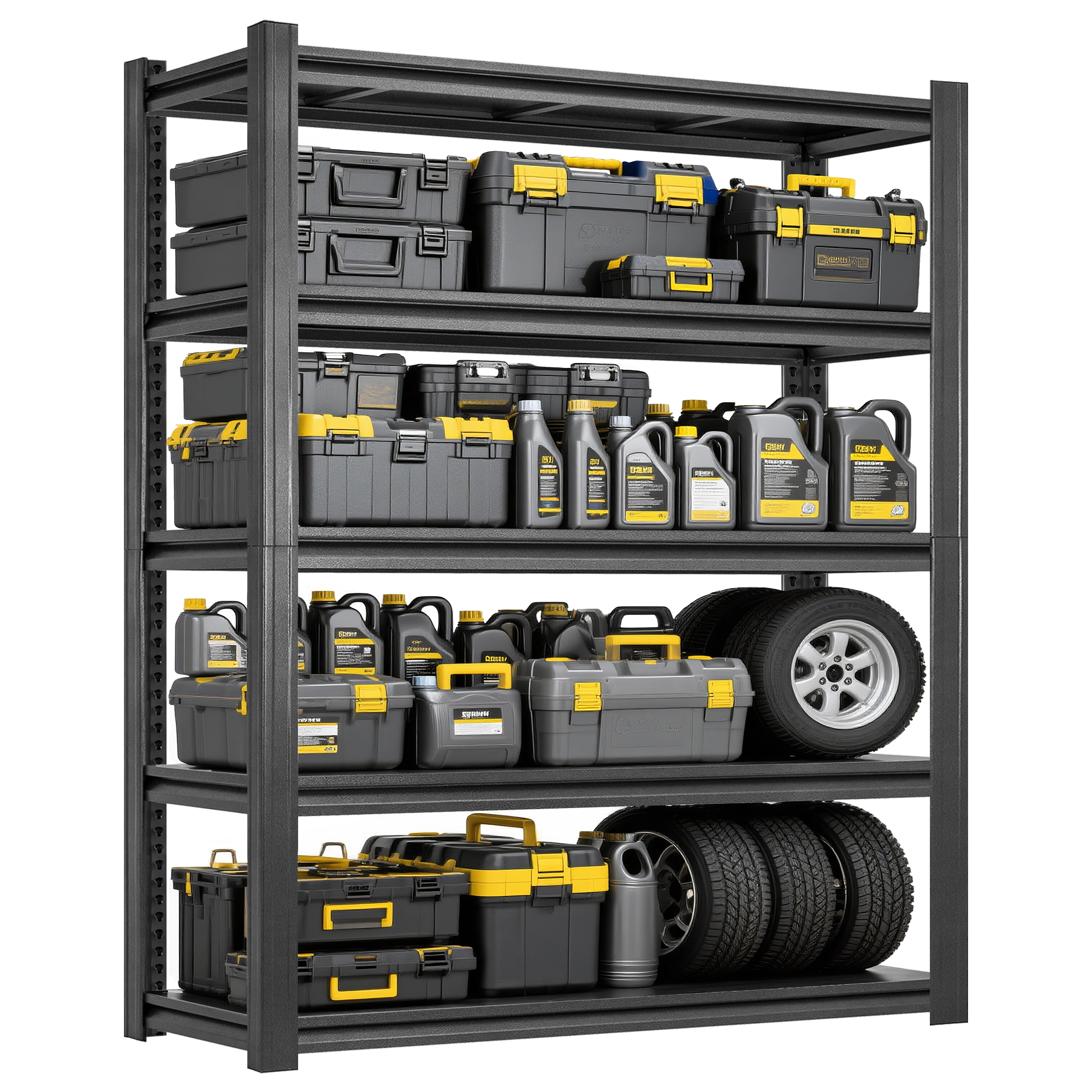 Flynama 5-Shelf Steel Heavy Duty Freestanding Garage Storage Shelving Unit in Black (47.2 in. W x 78 in. H x 17.7 in. D)