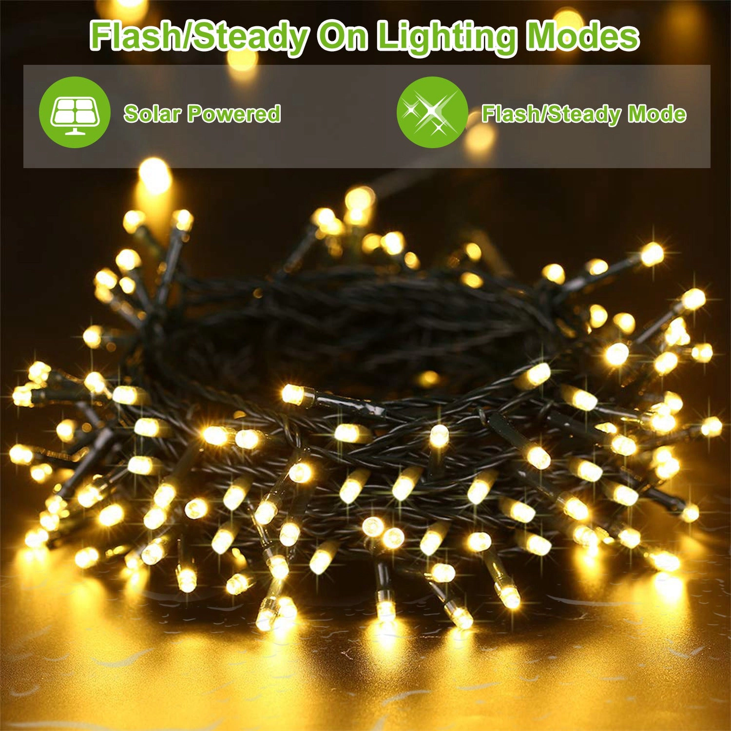 GBruno Solar LED String Lights 100-Count 39 Ft