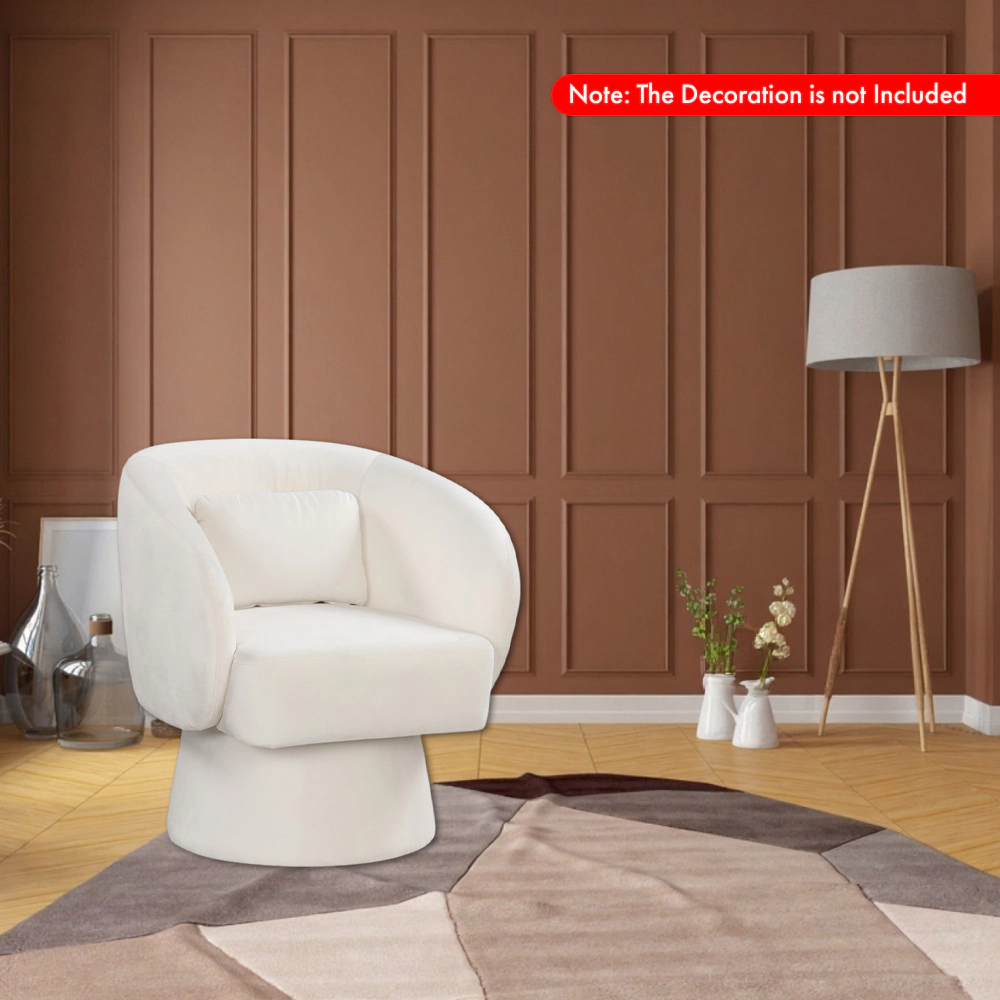 Hivvago Modern Swivel Barrel Accent Chair with Curved Backrest and Detachable Lumbar Pillow
