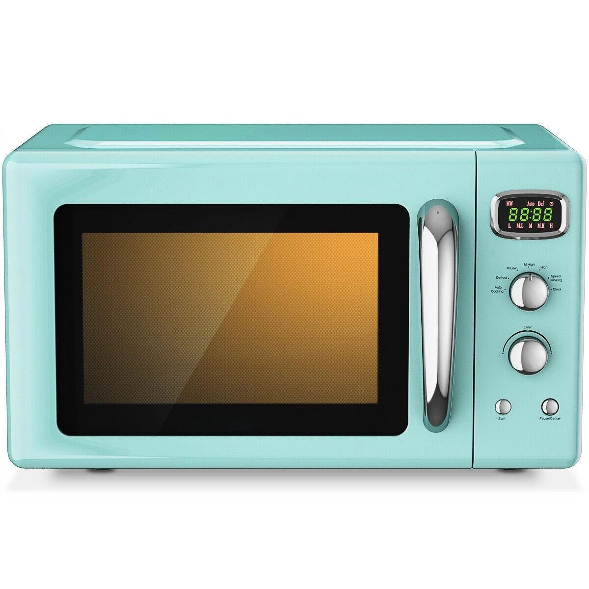 SUGIFT Green 0.9-cu ft 900W Retro Countertop Microwave Oven with Power Selector Knob and Child Lock
