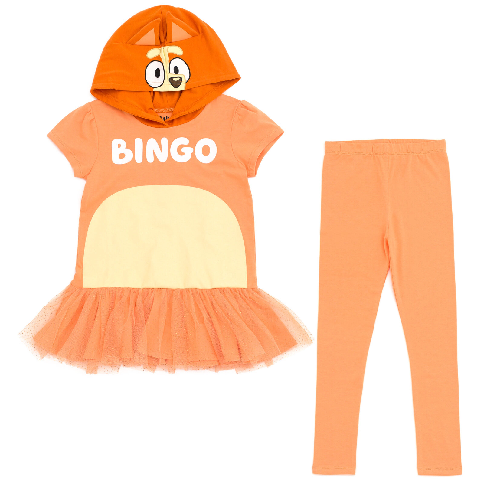 Bluey Girls' Cosplay 2-Piece Tutu Hooded Tee and Leggings Set