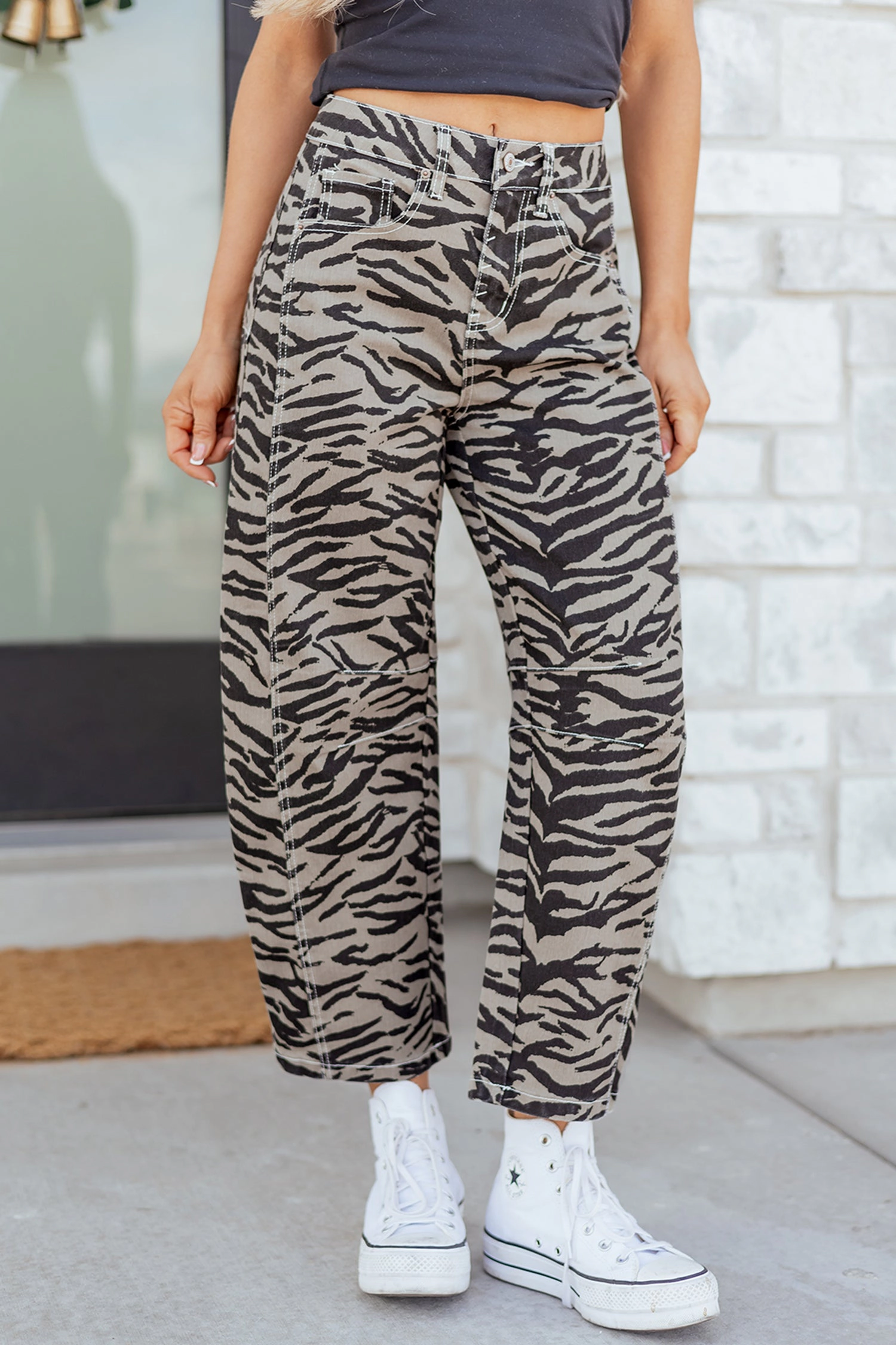 Threaded Pear Women's Hunter Printed Wide Leg Jeans