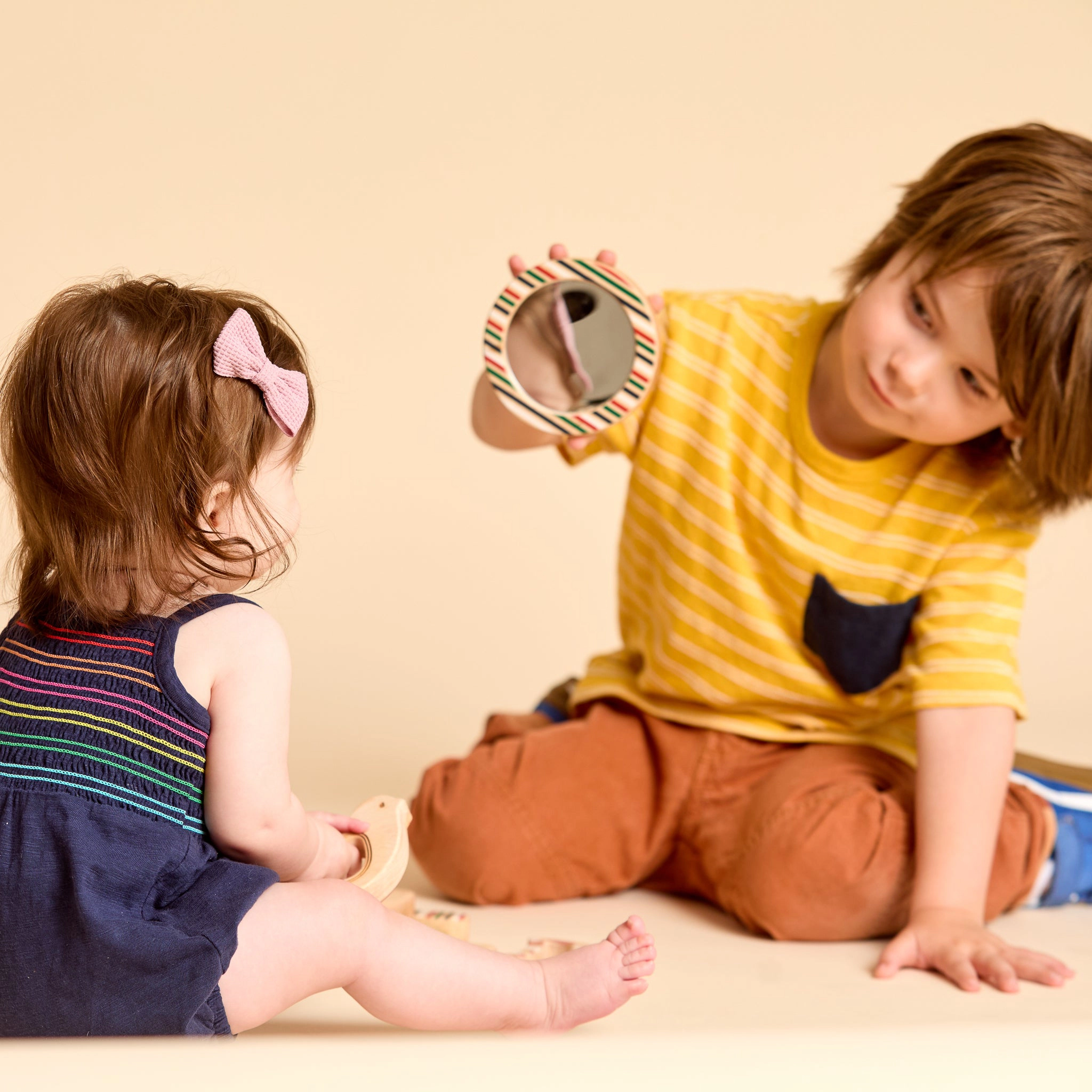 Maple Bunny Single-Piece Rattle and Matching Discovery Mirror