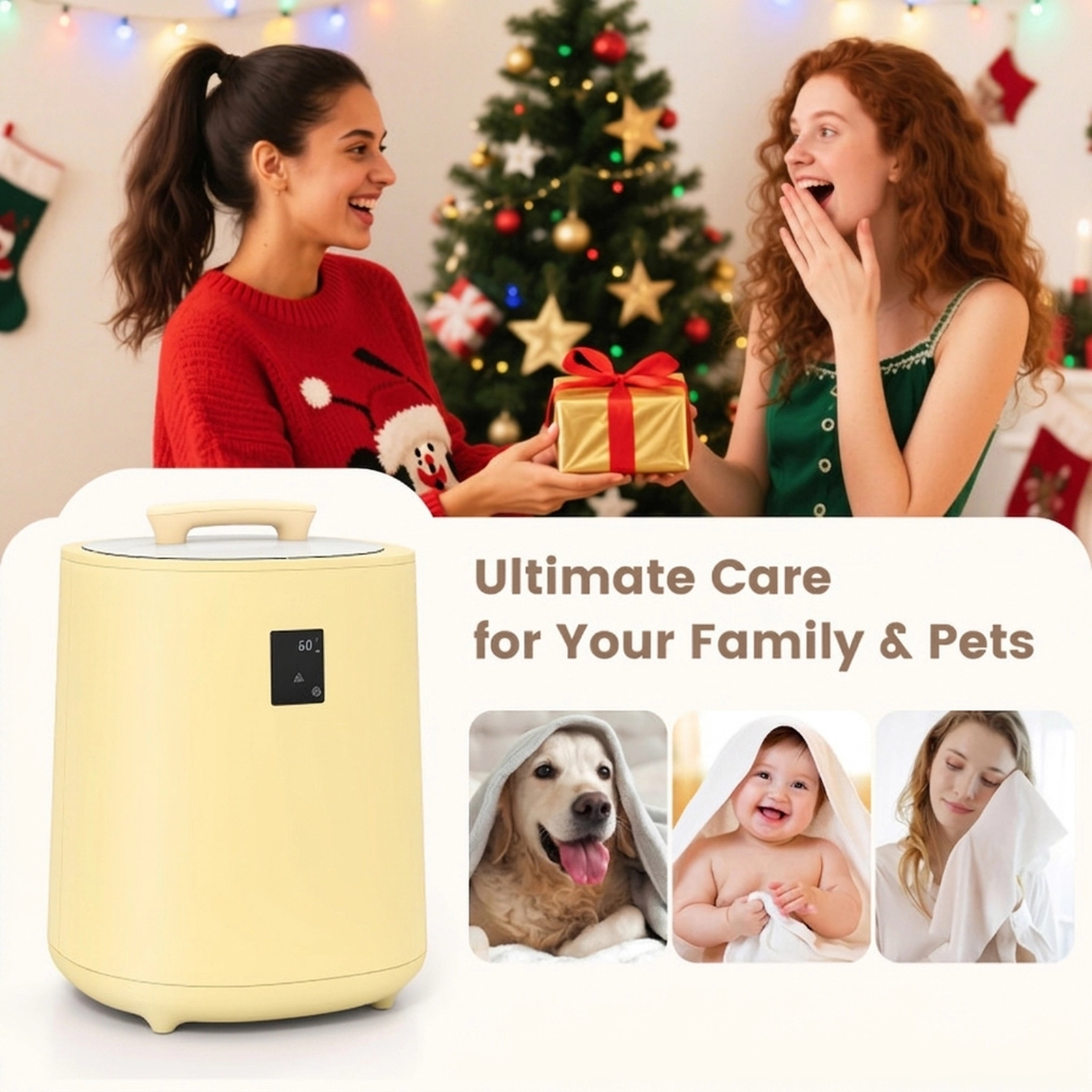 SUGIFT 18L LED Display Auto Shut Off Aromatherapy Holder Towel Warmer Bucket 14-in x 14-in x 20-in 380W Yellow
