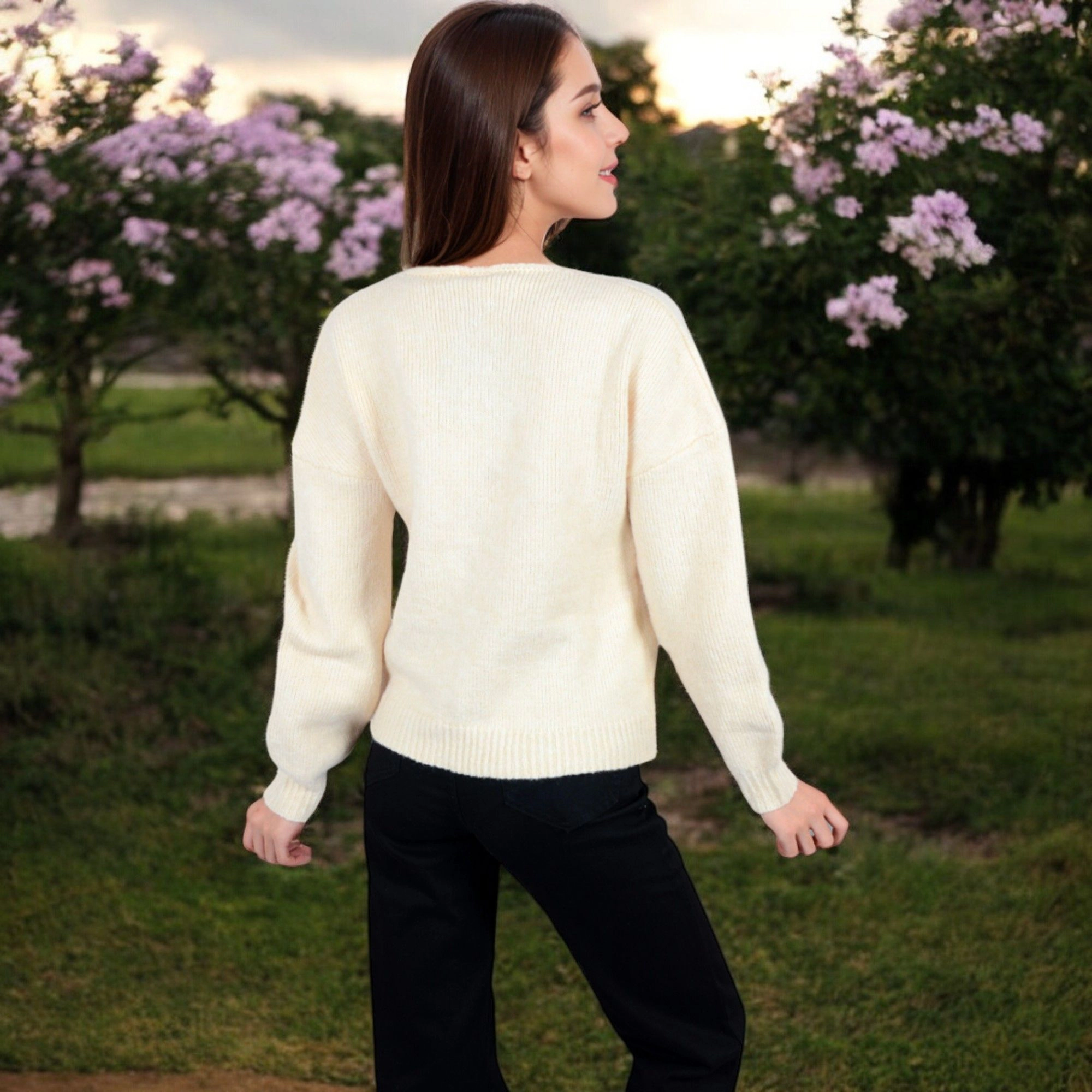 Anna-Kaci Women's Tie Front Knit Cardigan with Long Sleeves and Open