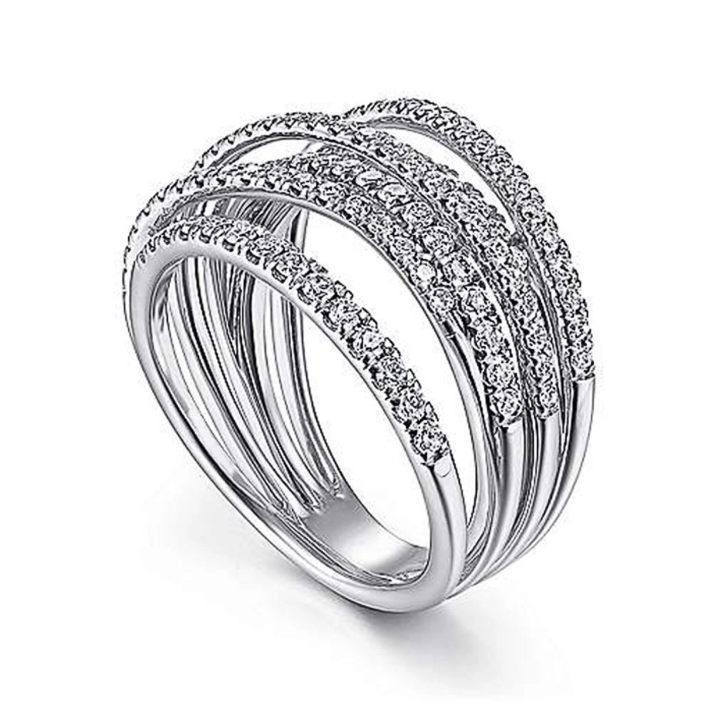Multi‑Layer Intertwined Pave Cubic Zirconia Statement Ring