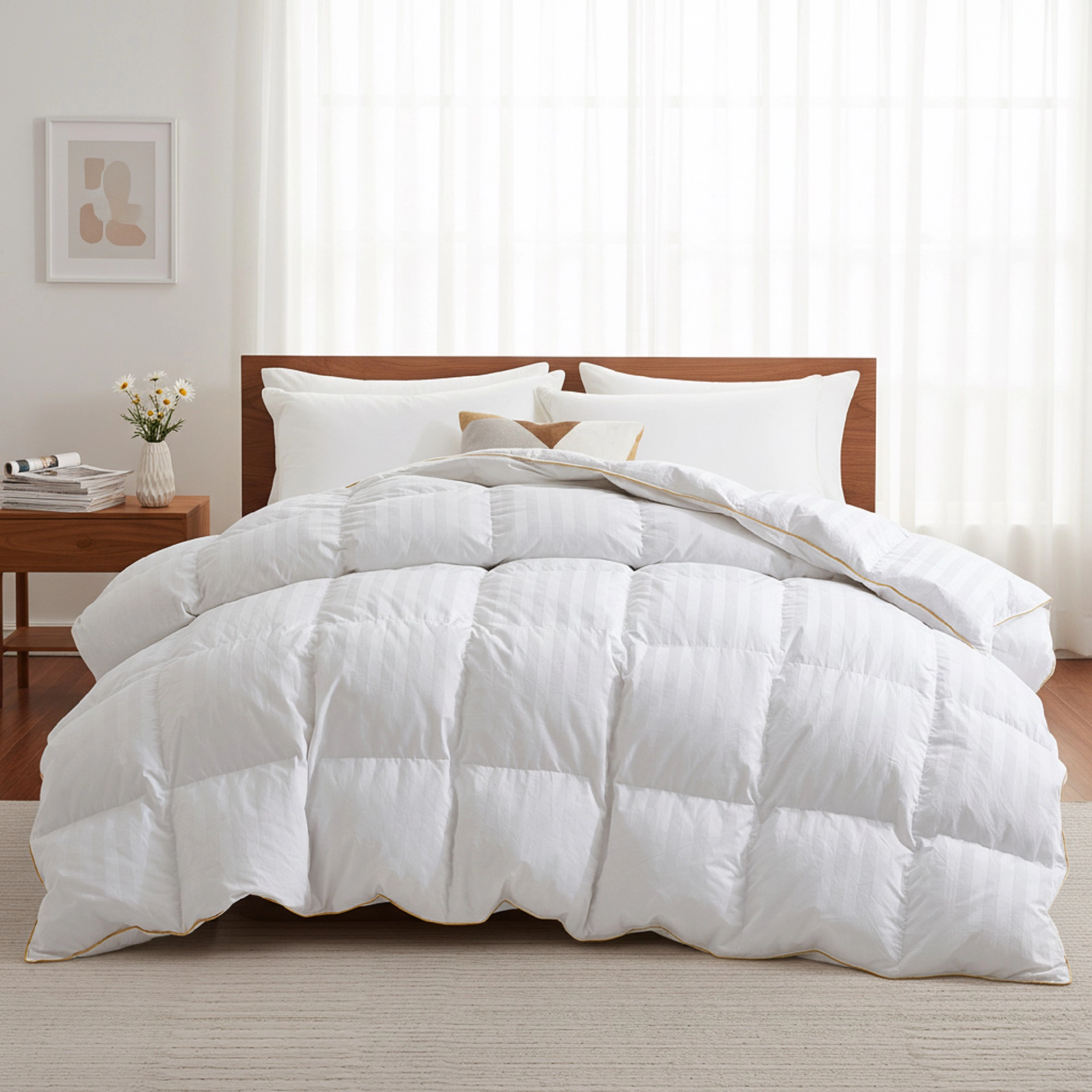 Unikome All Season Goose Down Feather Comforter – 500TC 100% Cotton Shell