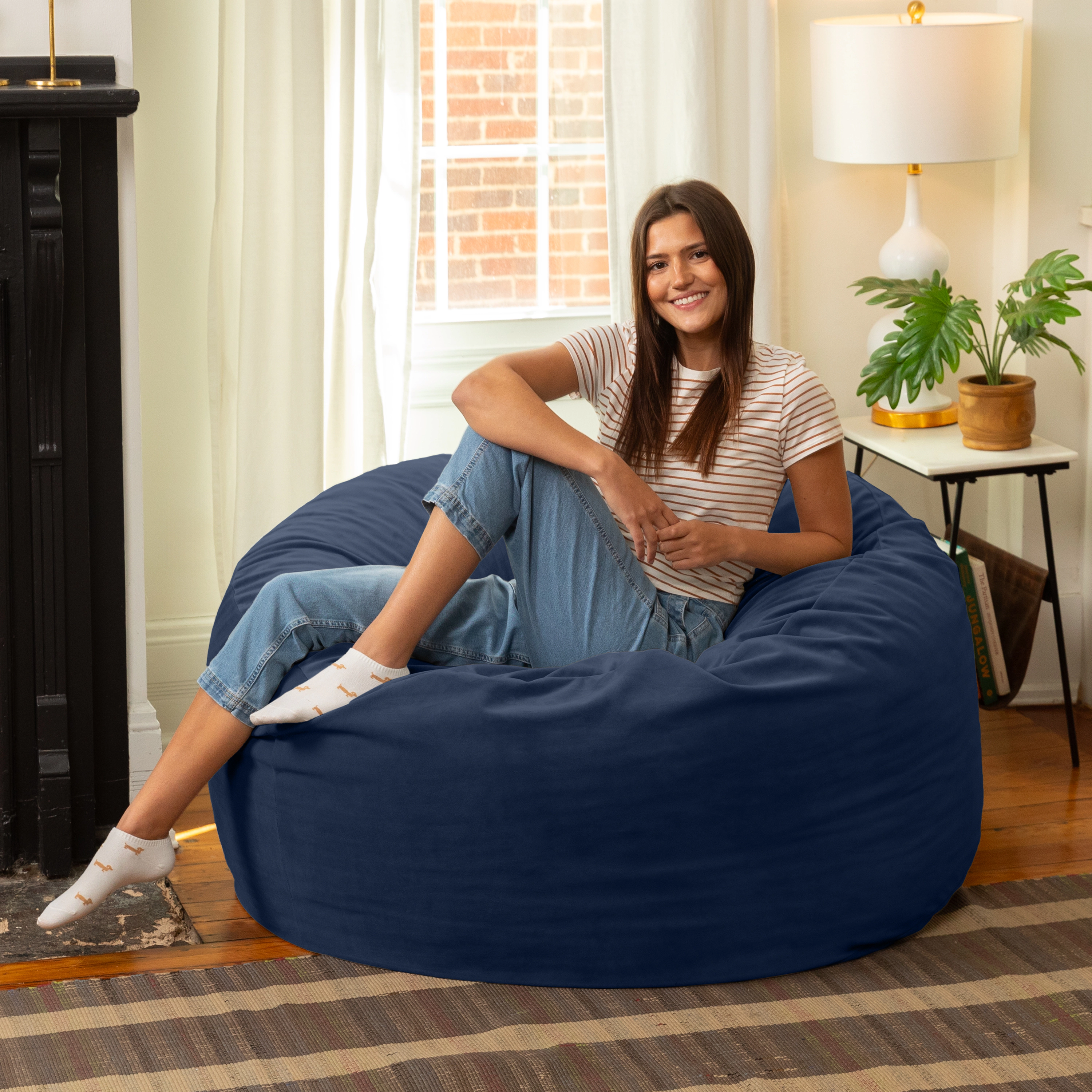 Jaxx 4 Foot Saxx - Large Round Bean Bag Chair for Adults