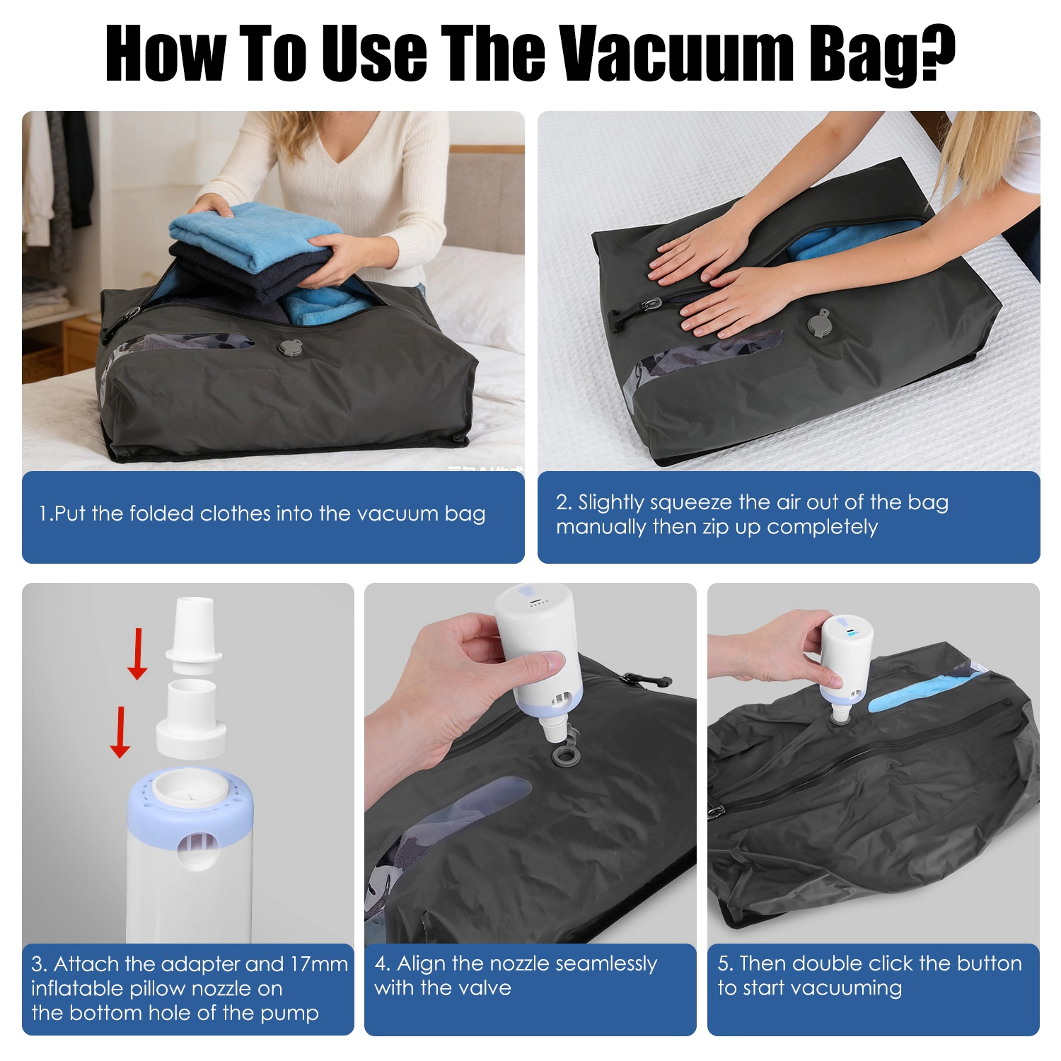 GBruno 2 Pcs Waterproof Vacuum Storage Bags With Pump