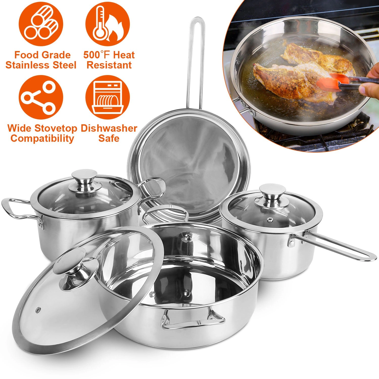 GBruno Stainless Steel 6-Piece Cookware Set