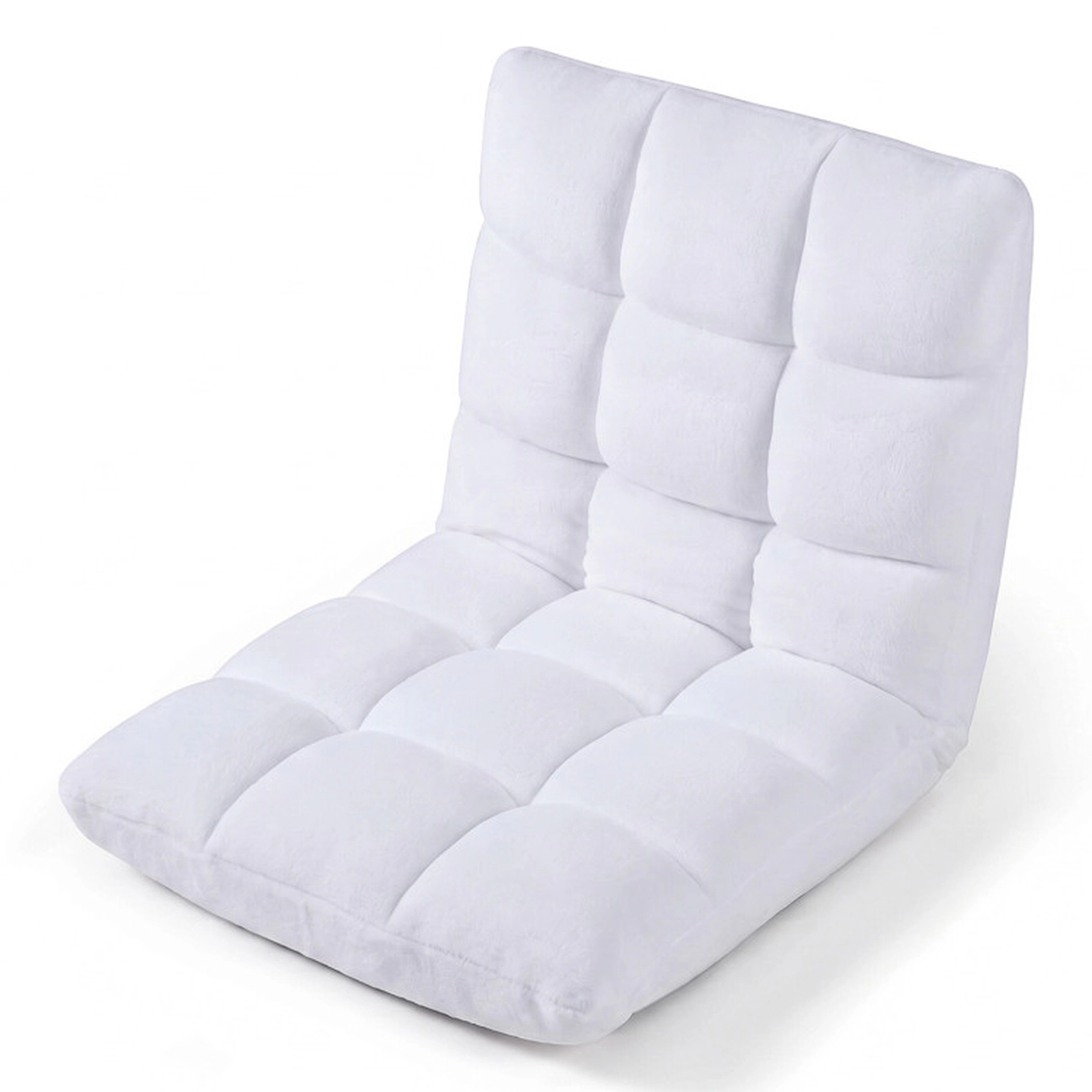 SUGIFT 14-Position 102-180 Degree Recline Padded Flannel Floor Chair 41.5-in x 22-in x 6-in 200-lb Capacity White