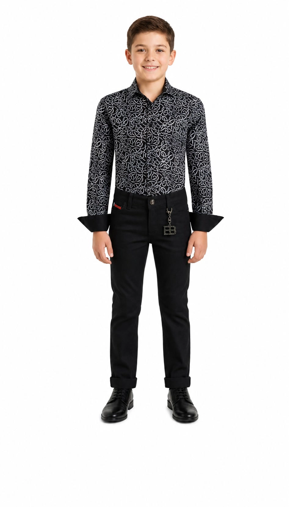 Elie Balleh Boys Slim Fit Elie Balleh Boys' Swirl Print Button-Down Shirt