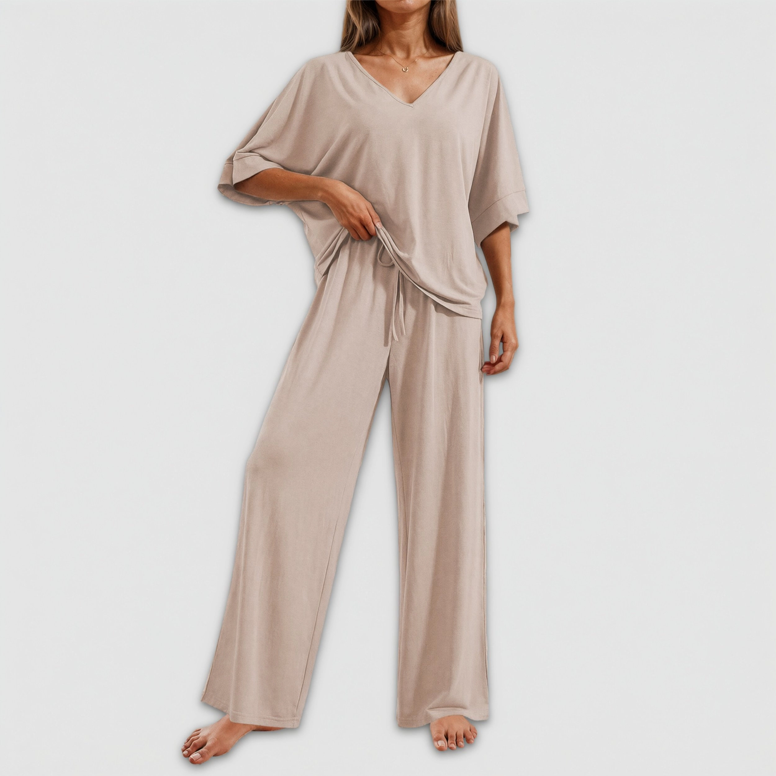 Ekouaer Pajama Sets for Women Short Sleeve Tops and Long Pants Pjs Lounge Set Summer 2 Piece Outfits