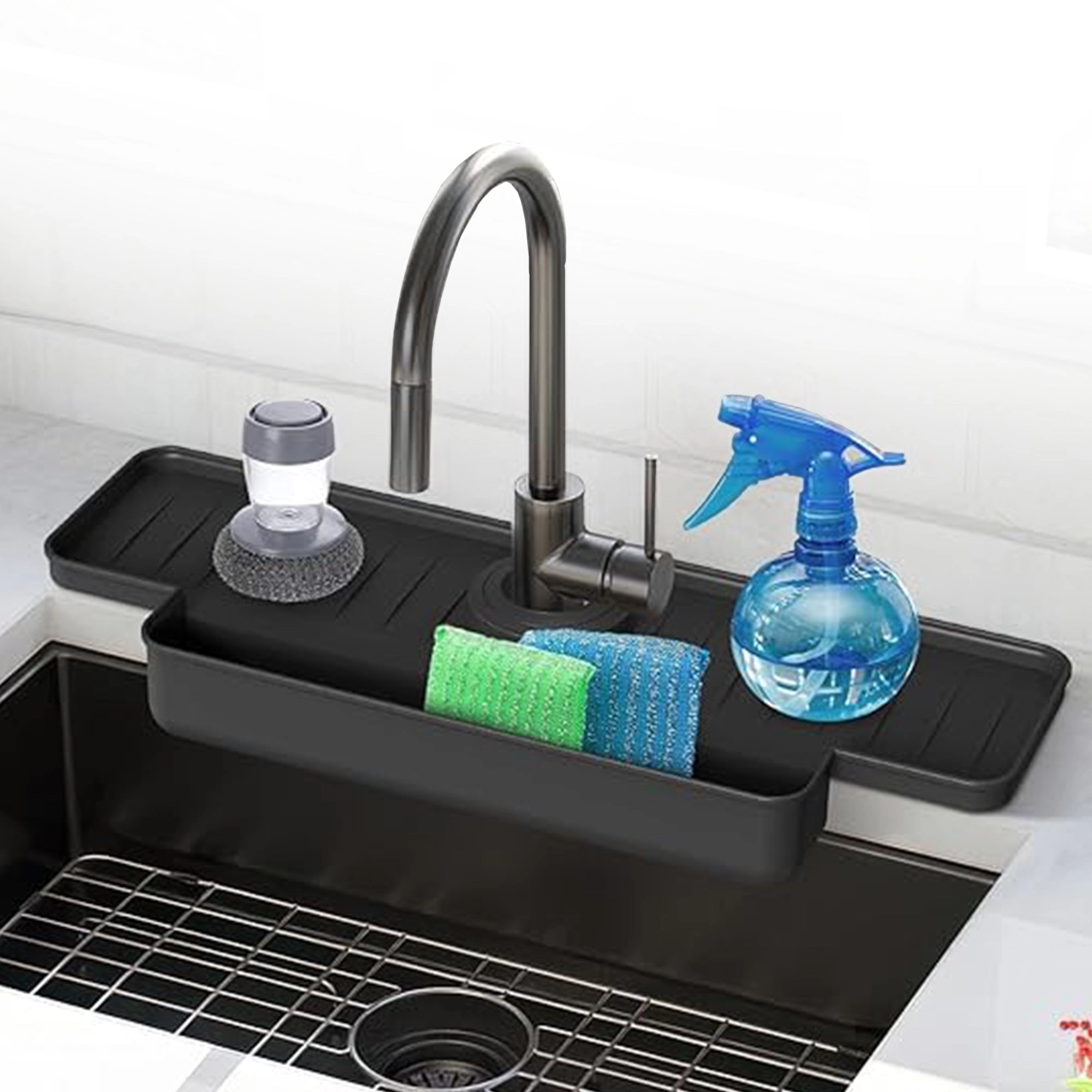 Cheer Collection Silicone Faucet Draining Mat and Splash Guard with Anti-Slip