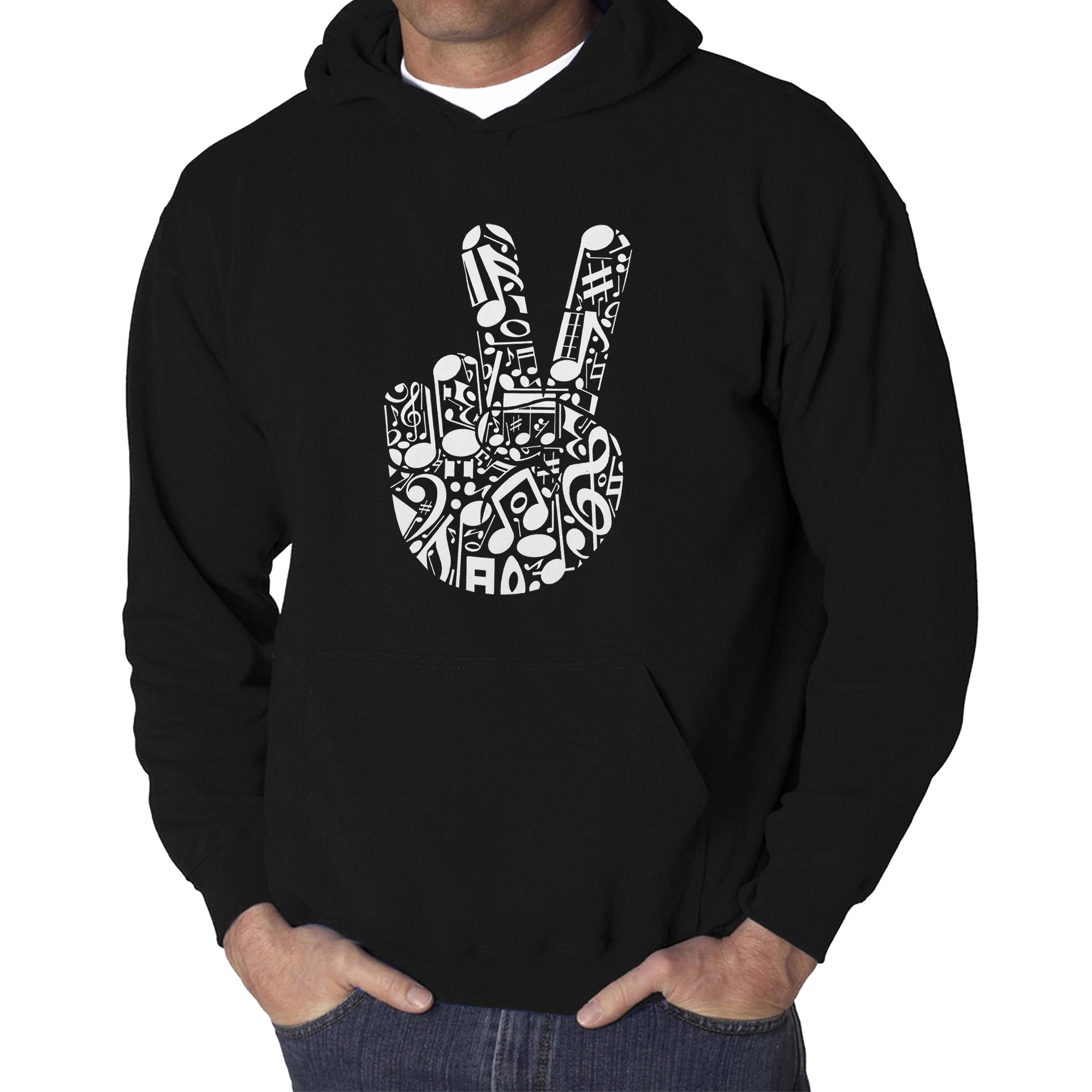 LA Pop Art Peace Finger Notes - Men's Word Hooded Sweatshirt