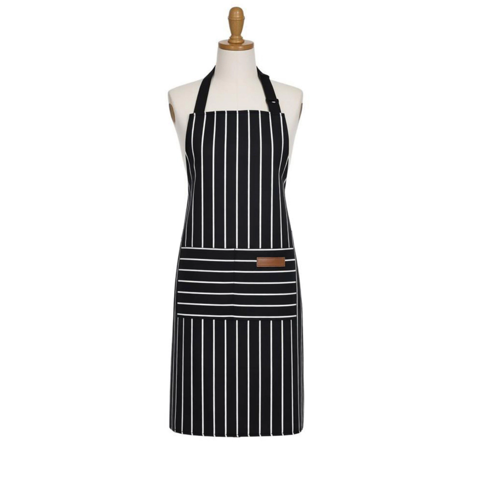 Alilang Unisex Striped Kitchen Apron Cotton Blend Adjustable Neck with Pocket for Cooking Baking Home Use