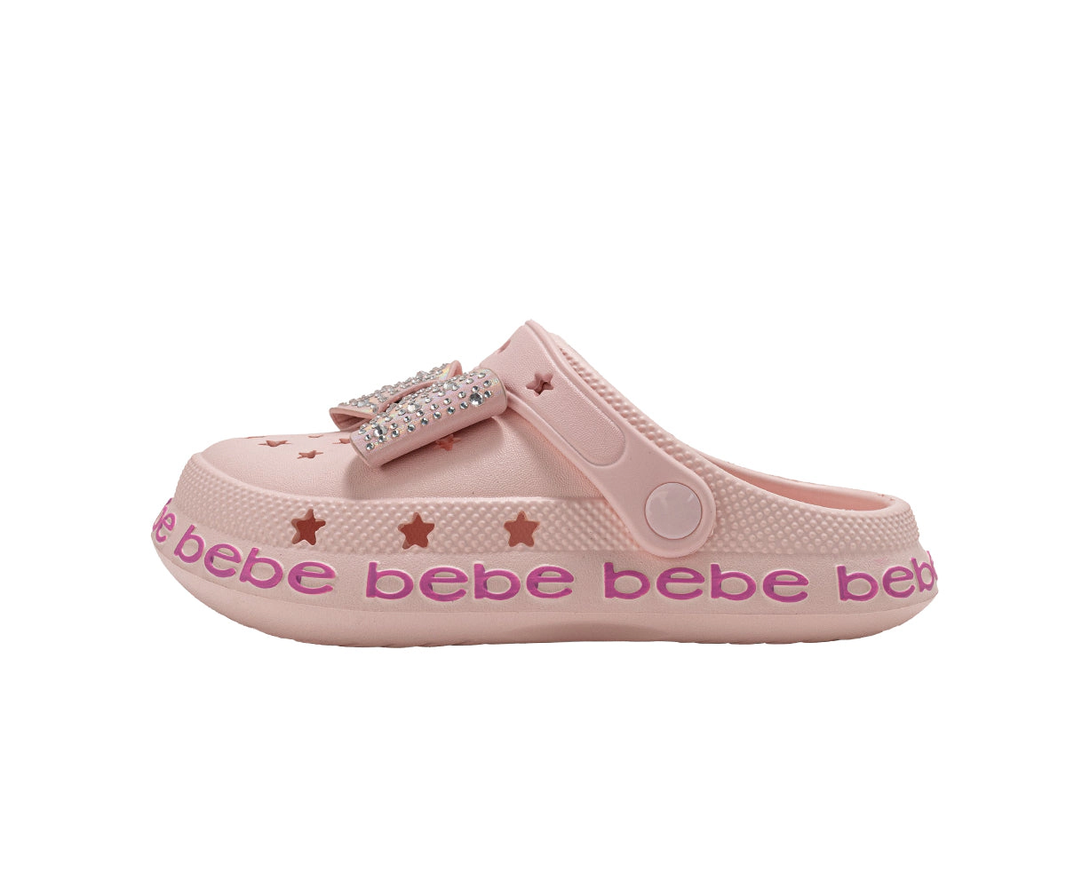 bebe Girl's Platform EVA Clogs with Rhinestone Bow Accent