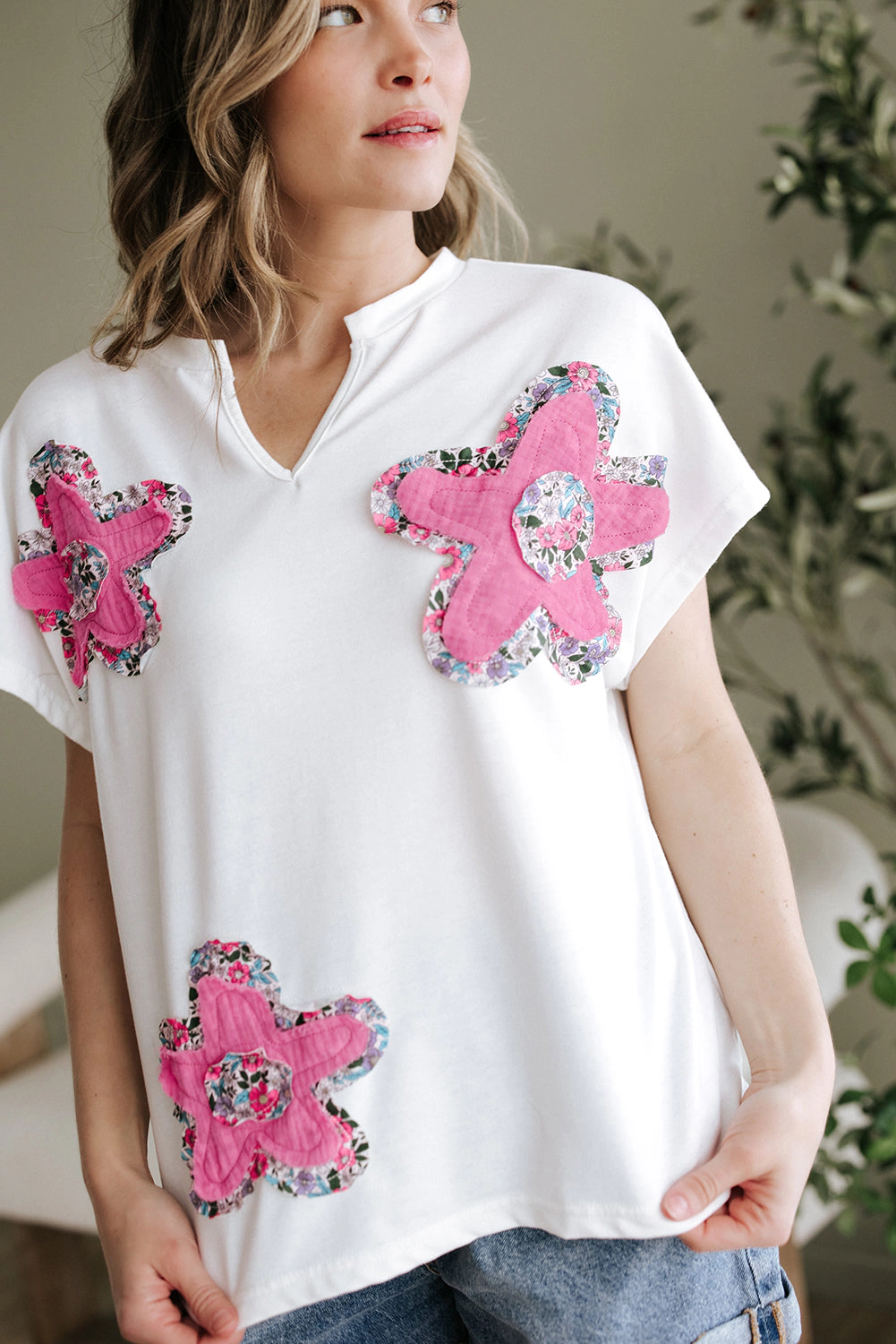 Threaded Pear Women's Fallon Floral Dolman Sleeve Top