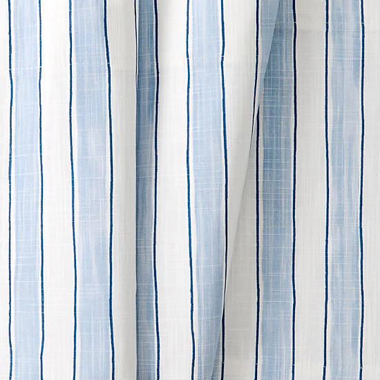 Ellis Curtain Saratoga Stripe 100% Cotton Tailored Rod Pocket Valance 50" x 16" Blue