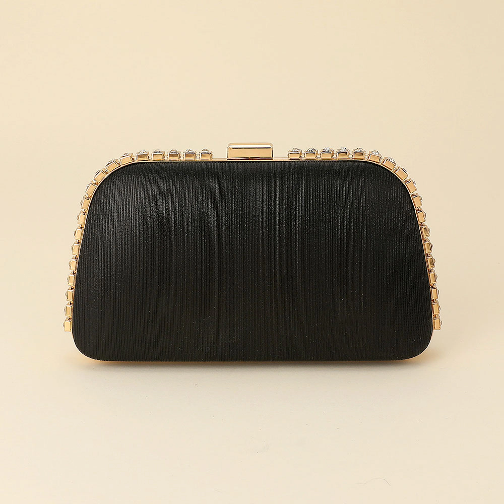 Fashnzfab Rhinestone Trim Around Sparkle Crossbody Evening Clutch Bag