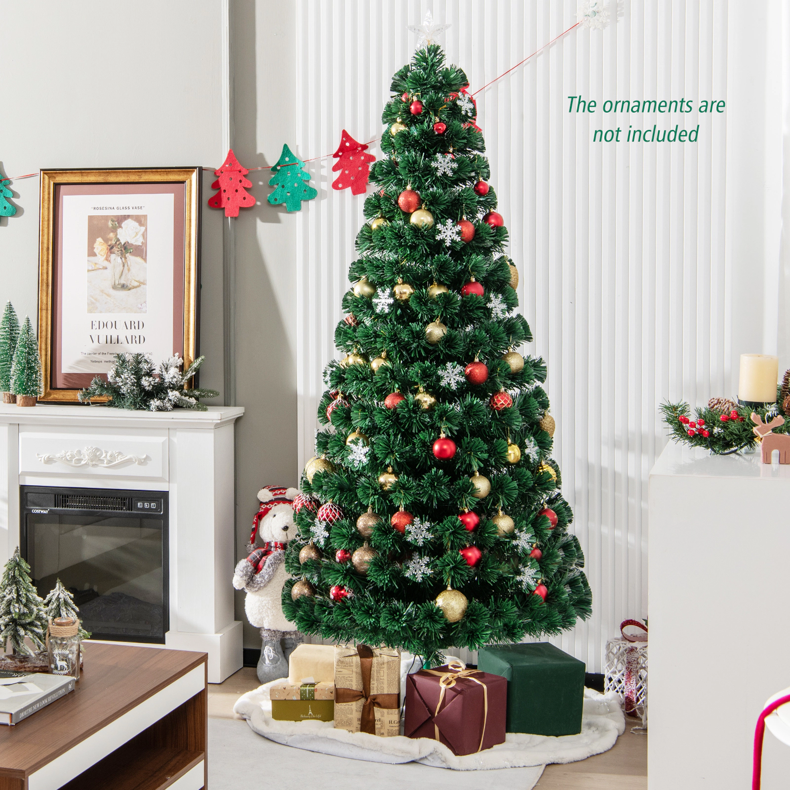 Costway 3/4/5/6FT Pre-Lit Fiber Optic Artificial Christmas Tree with Multicolor Led Lights