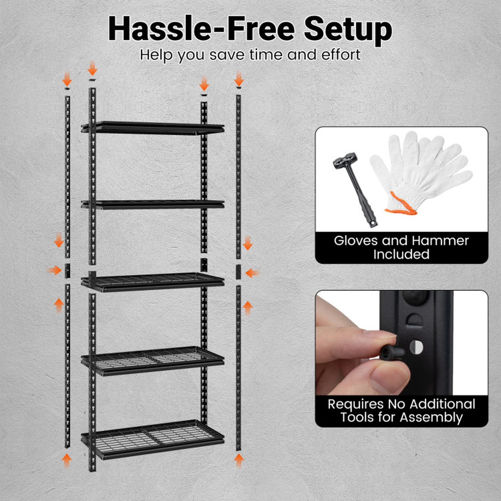 SUGIFT 5-Tier 2000-lb Capacity Heavy-Duty Wire Rack Shelving Unit with Adjustable Shelves and Connectors
