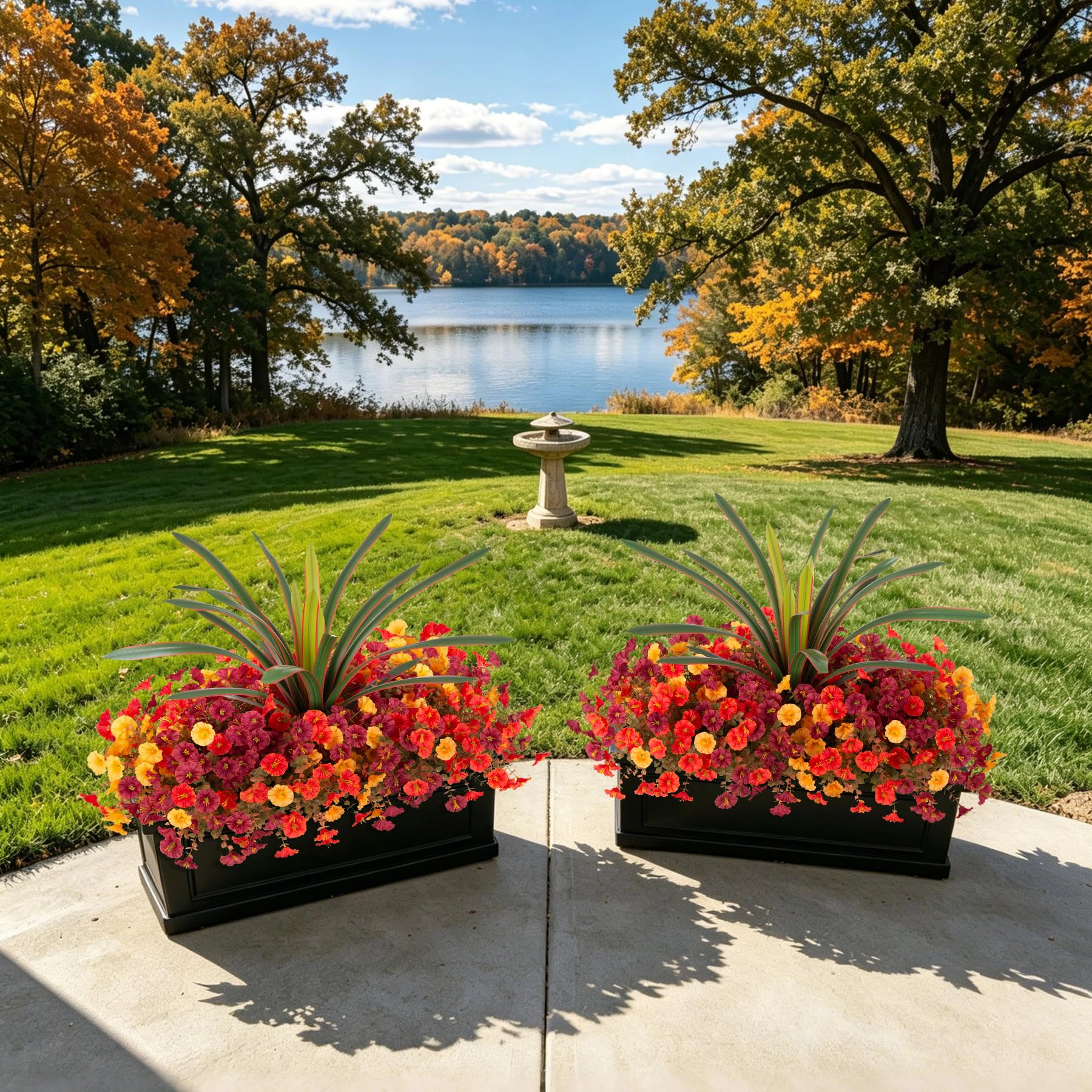 PUPWE Artificial Flowers For Outdoors Plants Uv Resistant Outside