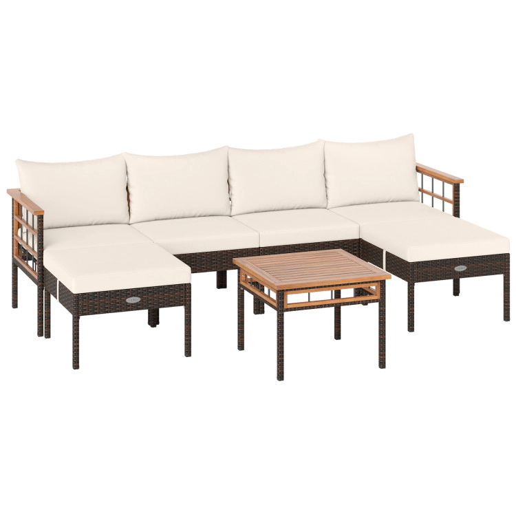 Hivvago Patio Rattan Chairs With Ottomans And Side Table For Backyard