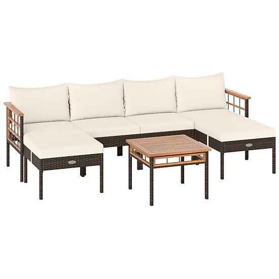 Hivvago Patio Rattan Chairs With Ottomans And Side Table For Backyard