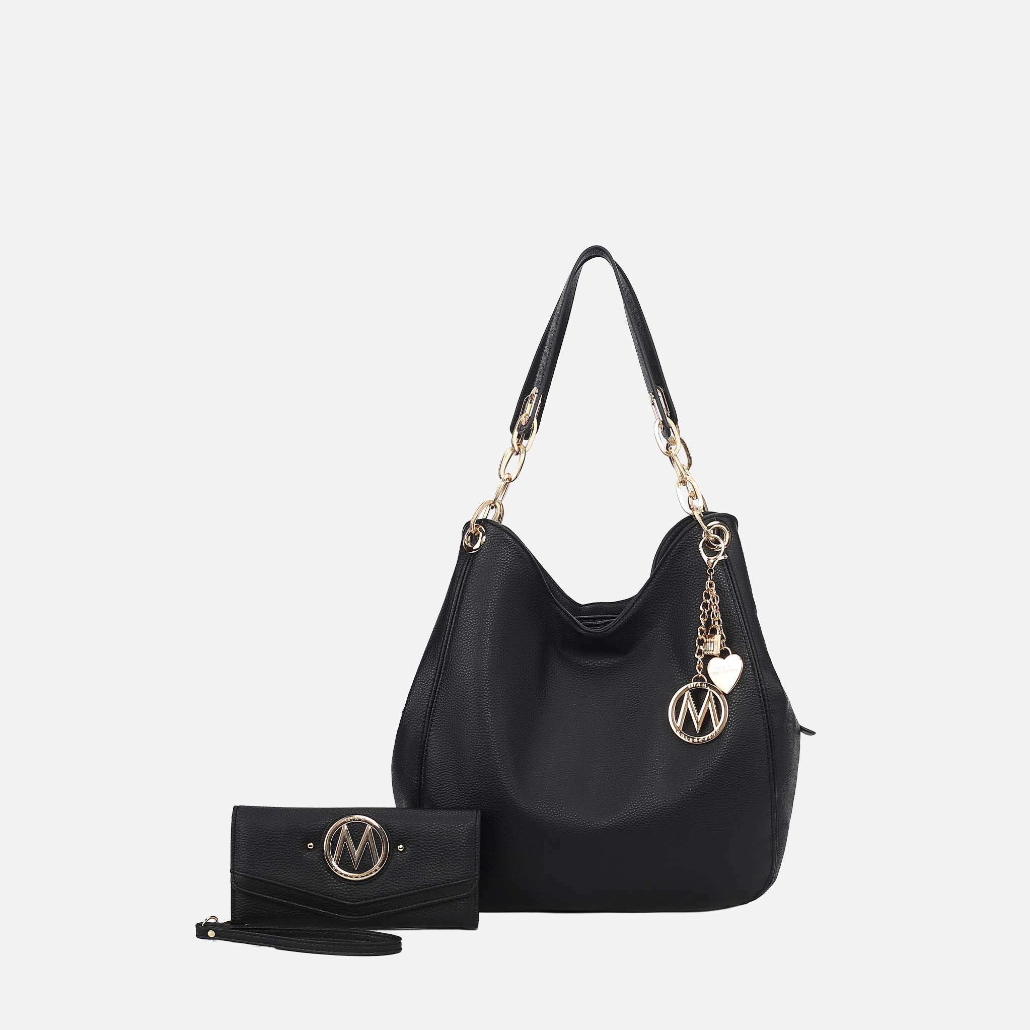 MKF Collection by Mia K Ashley Hobo Bag and Wristlet Wallet, Vegan Leather Handbag Set