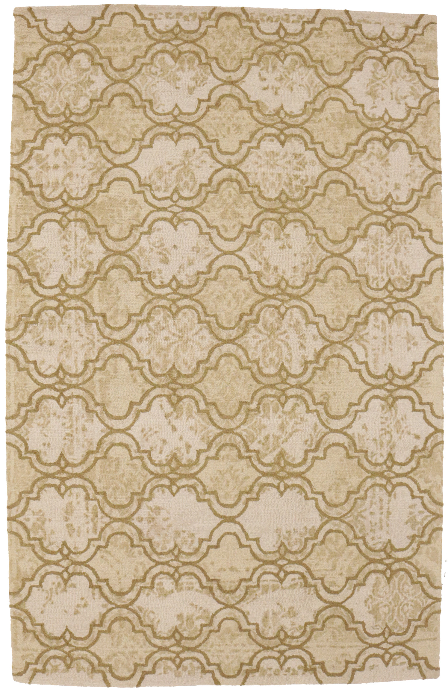 Magic Rugs 5'0 X 8'0 Beige-Brown Trellis Hand-Tufted Modern Wool Rug
