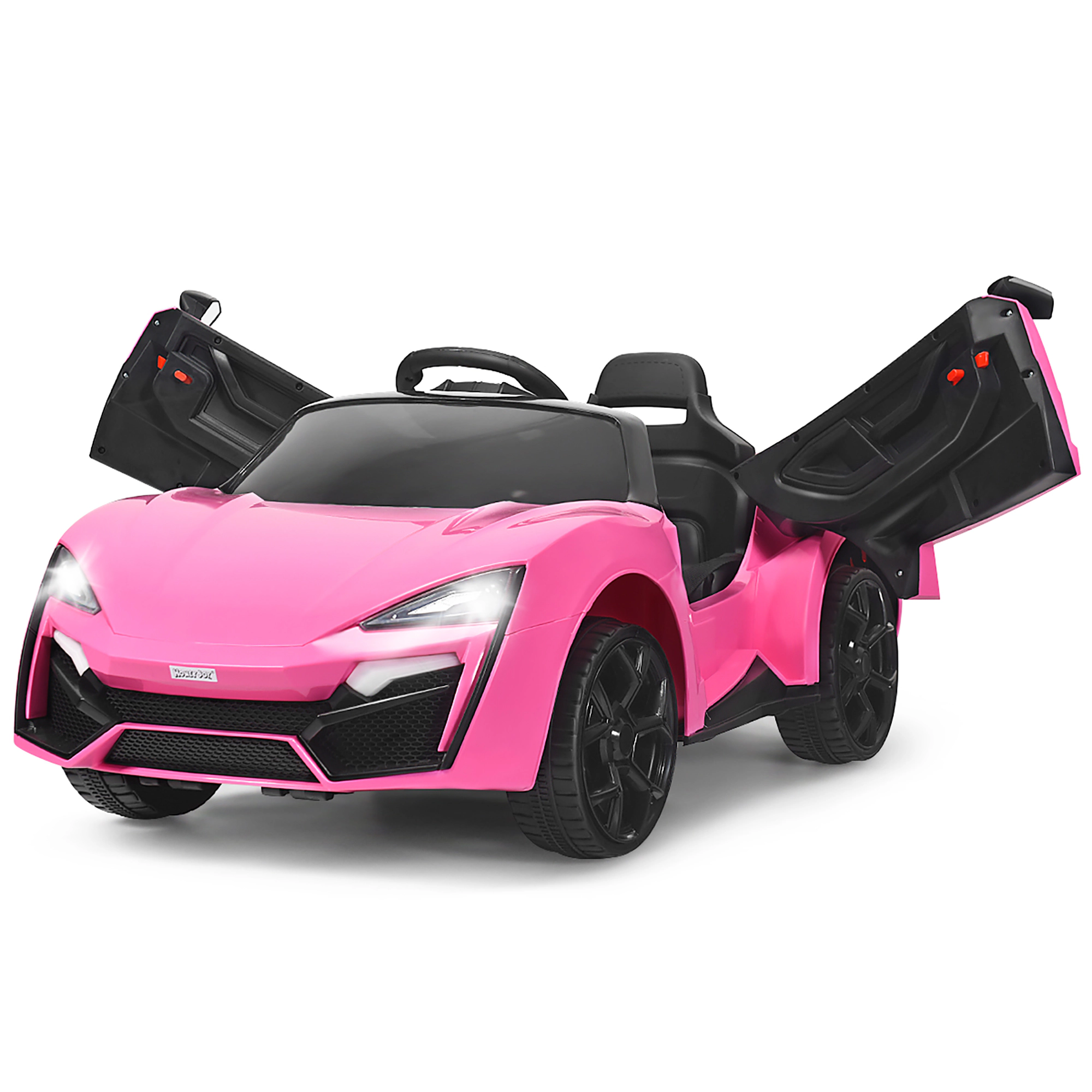 Costway 12V Kids Ride On Car 2.4G RC Electric Vehicle w/ Lights MP3 Openable Doors Black
