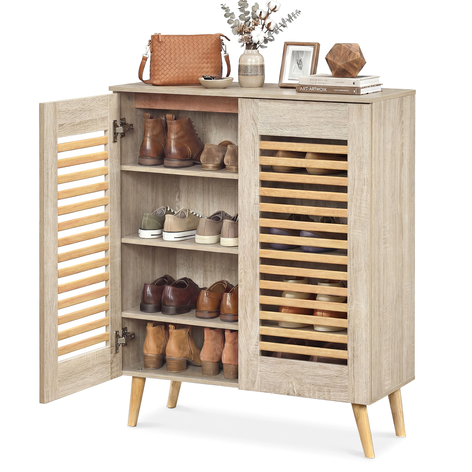 SlickBlue Entryway Storage Cabinet with Adjustable Shelves and Doors